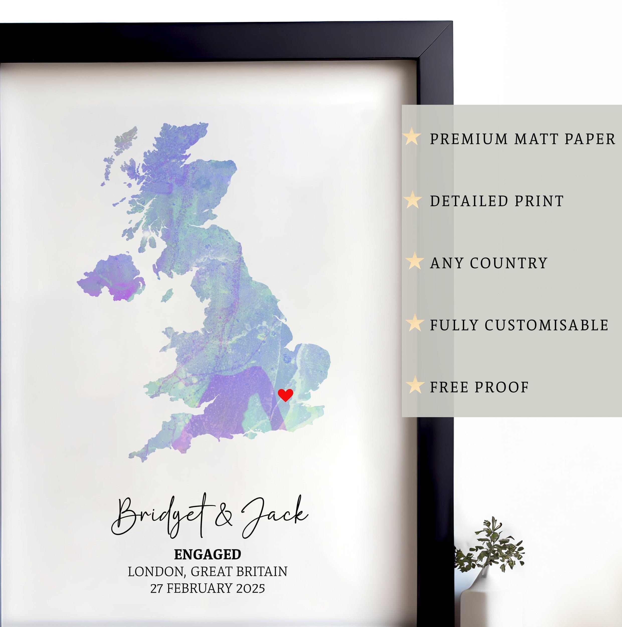 Anniversary Gift For Couple, Personalised Map Print, Gift For Wife, Gift For Husband, 1 Year Anniversary Gift , Custom Map Print