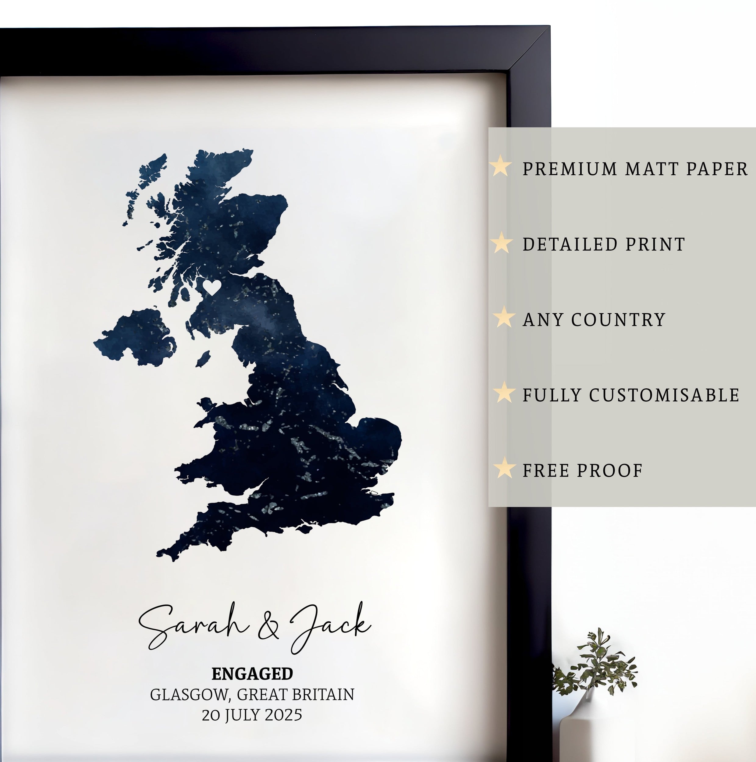 Anniversary Gift For Couple, Personalised Map Print, Gift For Wife, Gift For Husband, 1 Year Anniversary Gift , Custom Map Print
