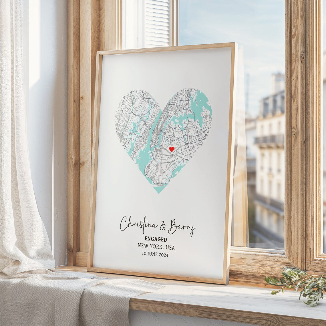 Personalised Engagement Print, Engagement Gift, Gift For Engaged Couple, Custom Map Print, Engagement Gift For Her, Engagement Gifts