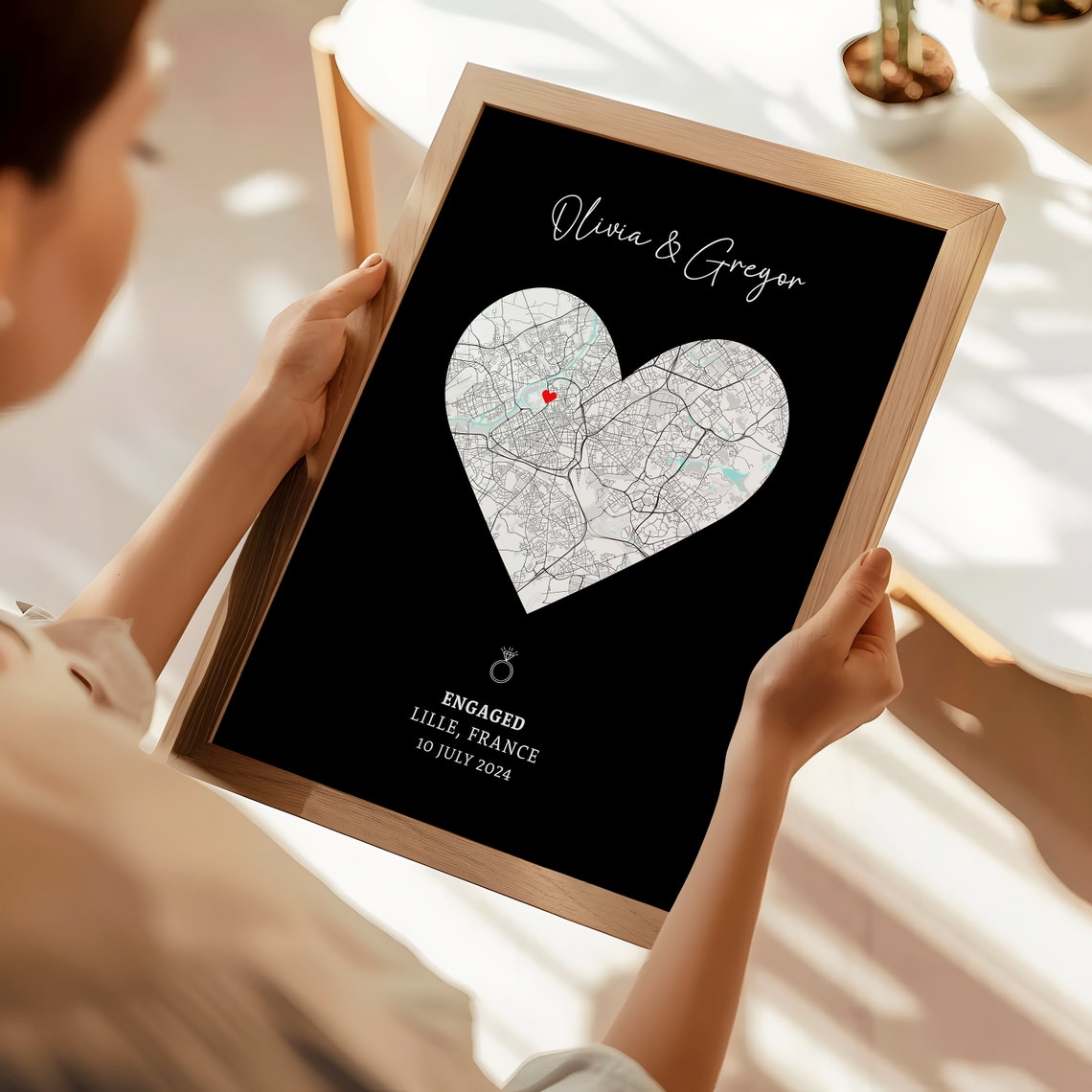 Engagement Print, Engagement Gift, Gift For Engaged Couple, Personalised Map Print, Engagement Gift For Her, Engagement Poster