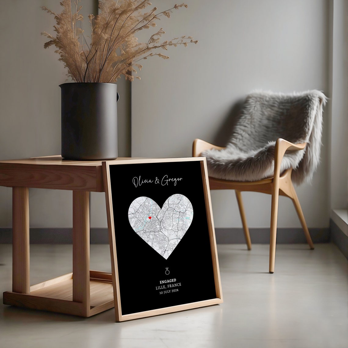 Engagement Print, Engagement Gift, Gift For Engaged Couple, Personalised Map Print, Engagement Gift For Her, Engagement Poster