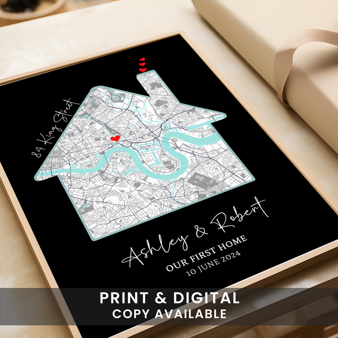 Custom Housewarming Gift, New Home Gift, Personalised Home Map, First Time Home Buyer, First Home Gift, Our First Home, House Name Print