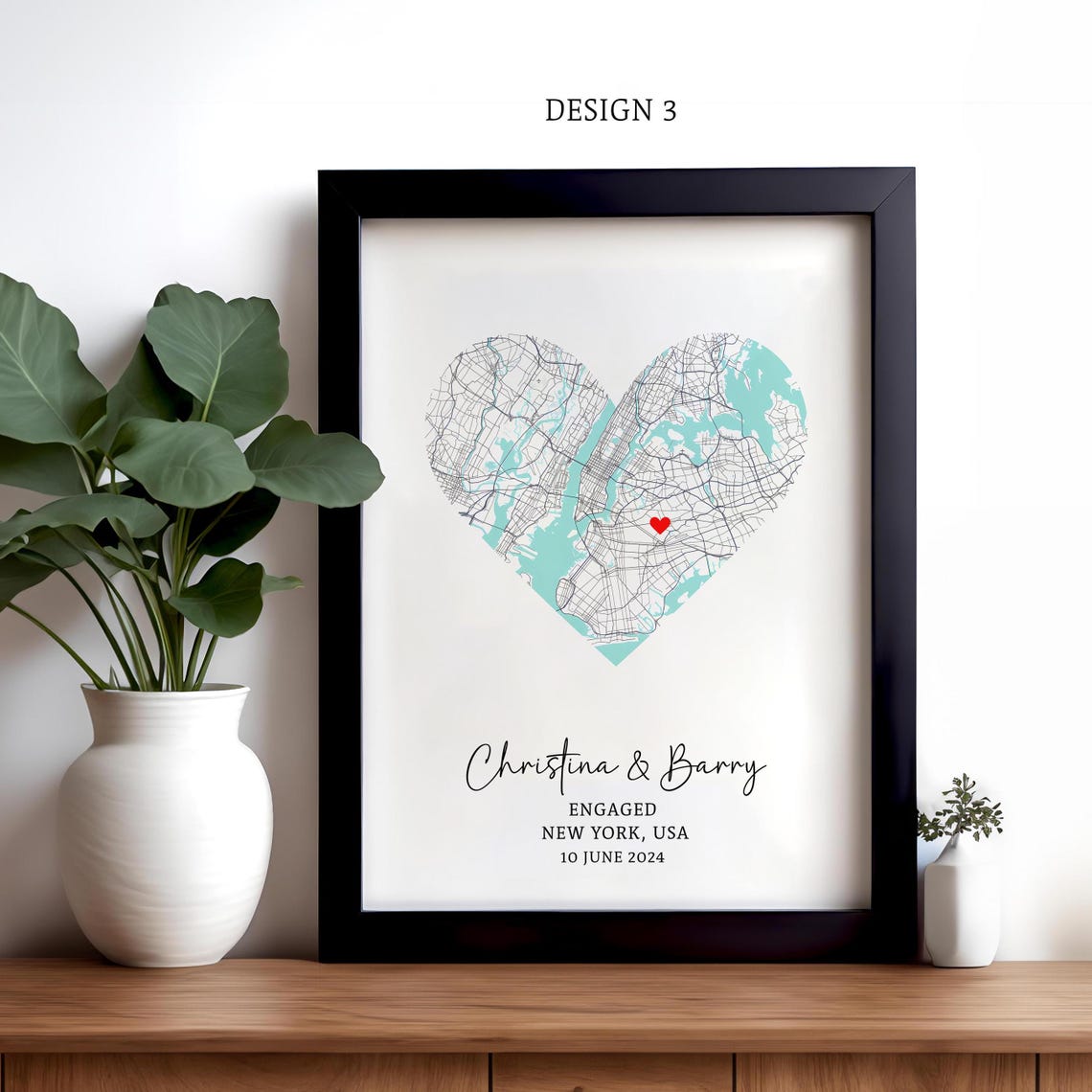Engagement Print, Engagement Gift, Gift For Engaged Couple, Personalised Map Print, Engagement Gift For Her - Digital File