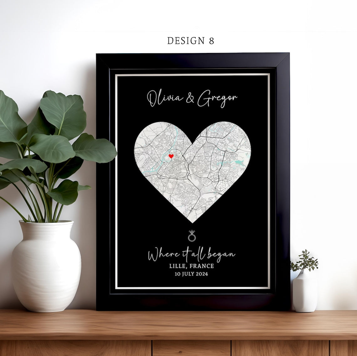 Engagement Print, Engagement Gift, Gift For Engaged Couple, Personalised Map Print, Engagement Gift For Her - Digital File