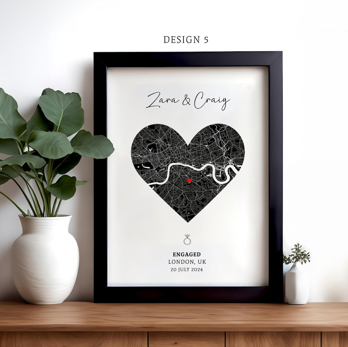 Engagement Print, Engagement Gift, Gift For Engaged Couple, Personalised Map Print, Engagement Gift For Her - Digital File