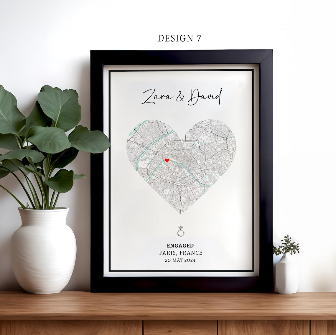 Engagement Print, Engagement Gift, Gift For Engaged Couple, Personalised Map Print, Engagement Gift For Her - Digital File