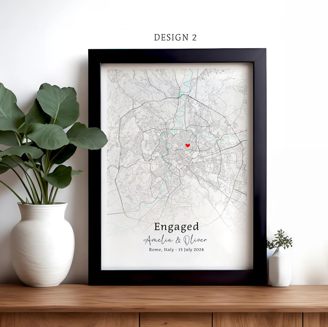 Engagement Image & Map Print, Engagement Print, Gift For Engaged Couple, Personalised Map Print, Engagement Gift For Her - Digital File