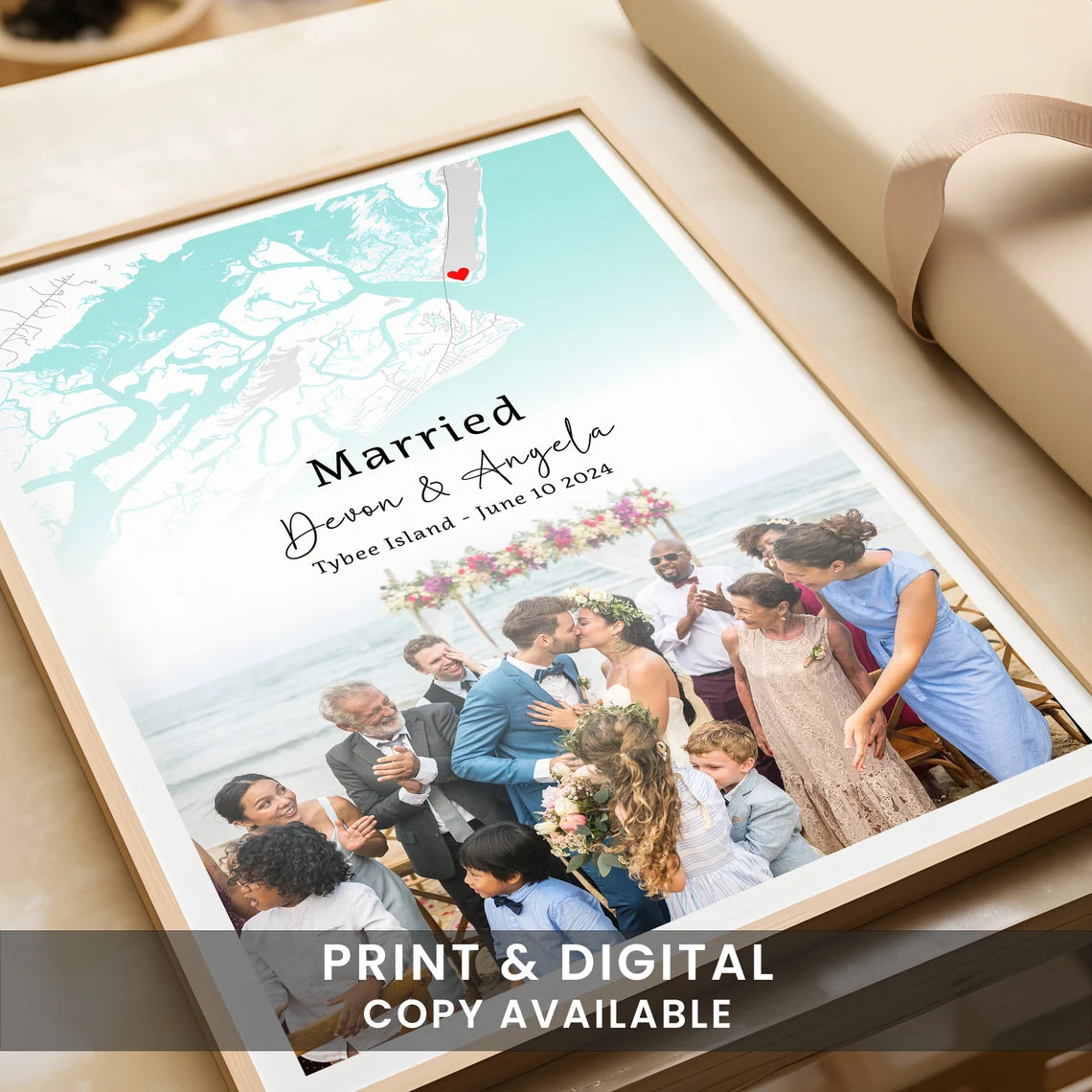 Wedding Map and Image , Wedding Gift, Gift For Engaged Couple, Personalised Map Print, Engagement Gift For Her - Digital File