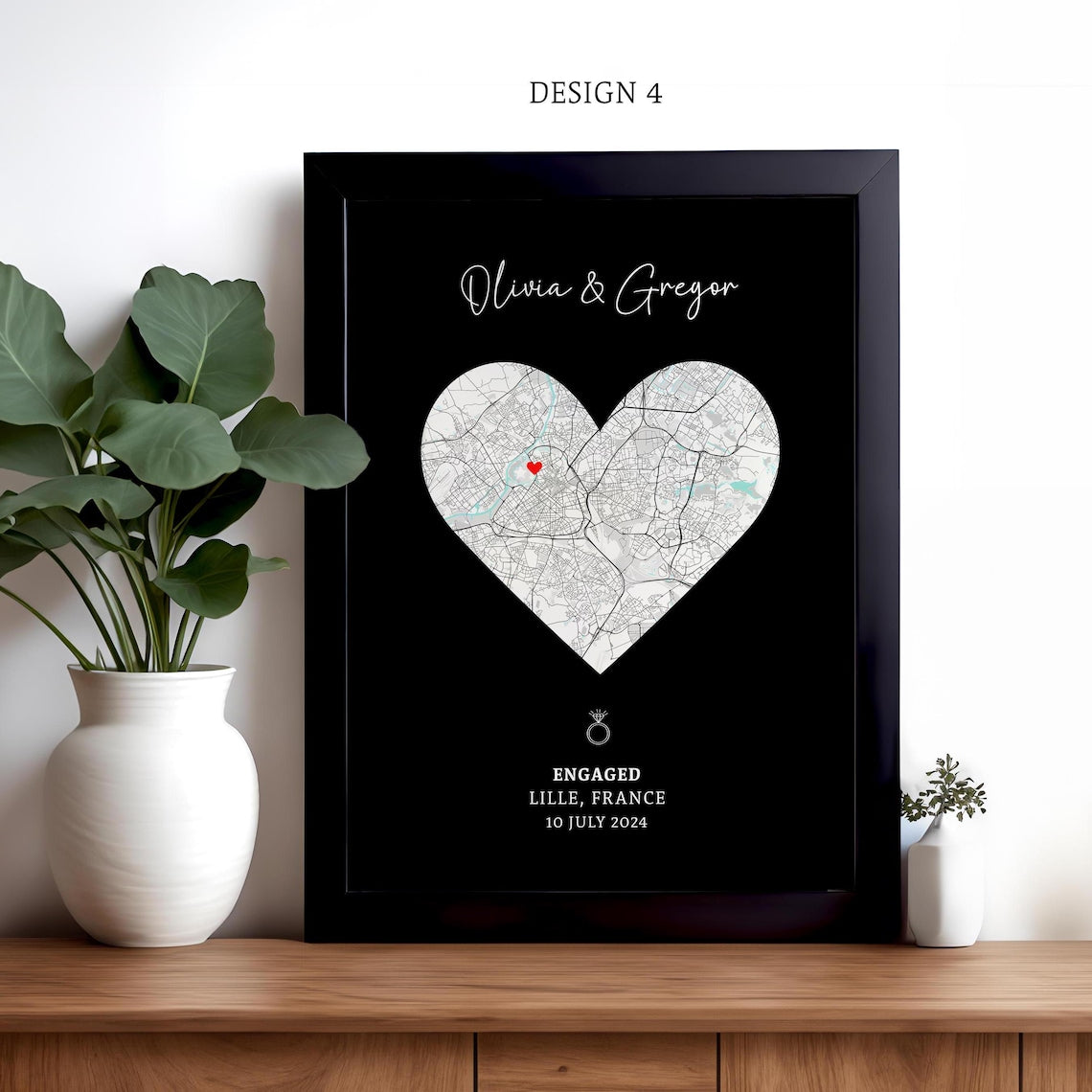 Engagement Print, Engagement Gift, Gift For Engaged Couple, Personalised Map Print, Engagement Gift For Her - Digital File