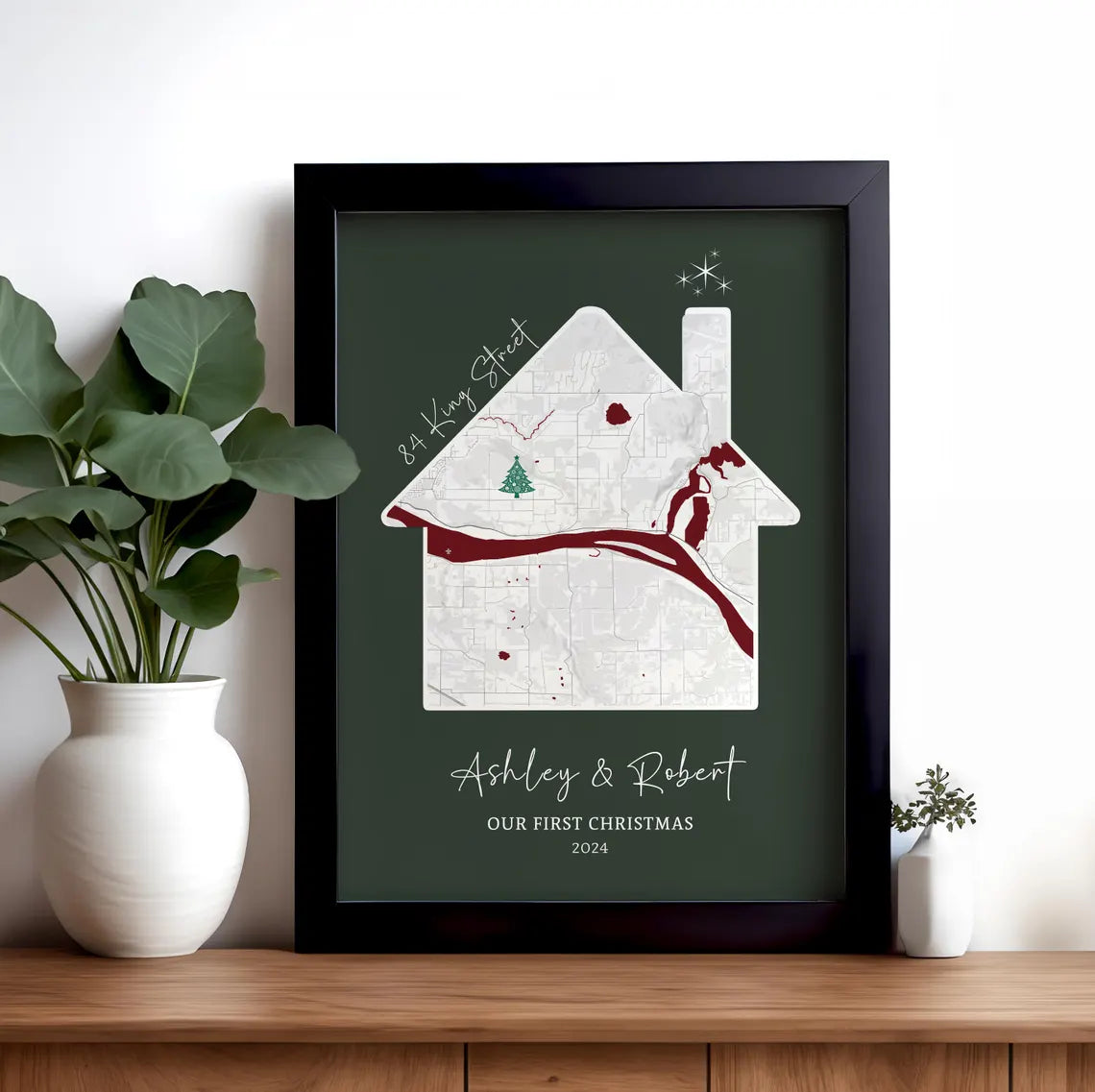 Personalised Christmas New Home Gift, Custom First Home Map Print New Home Present, Gift for First Home Couple, New House map, New Home