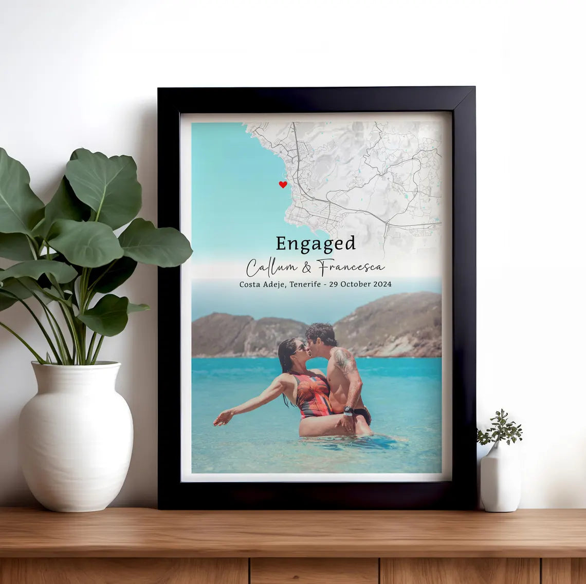 Engagement photo Gift Print, Personalised Engagement Map, Gift For Engaged Couple, Personalised Map Print, Engagement Gift For Her, Engaged