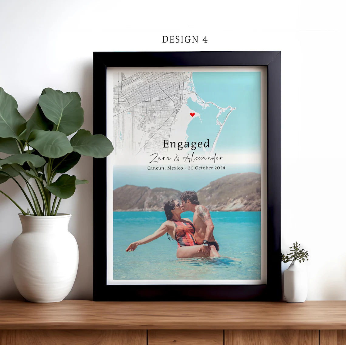 Personalised Engagement Map Print, Custom Engagement Photo Gift, Gift for Engaged Couple, Engagement Keepsake, Gift for Her
