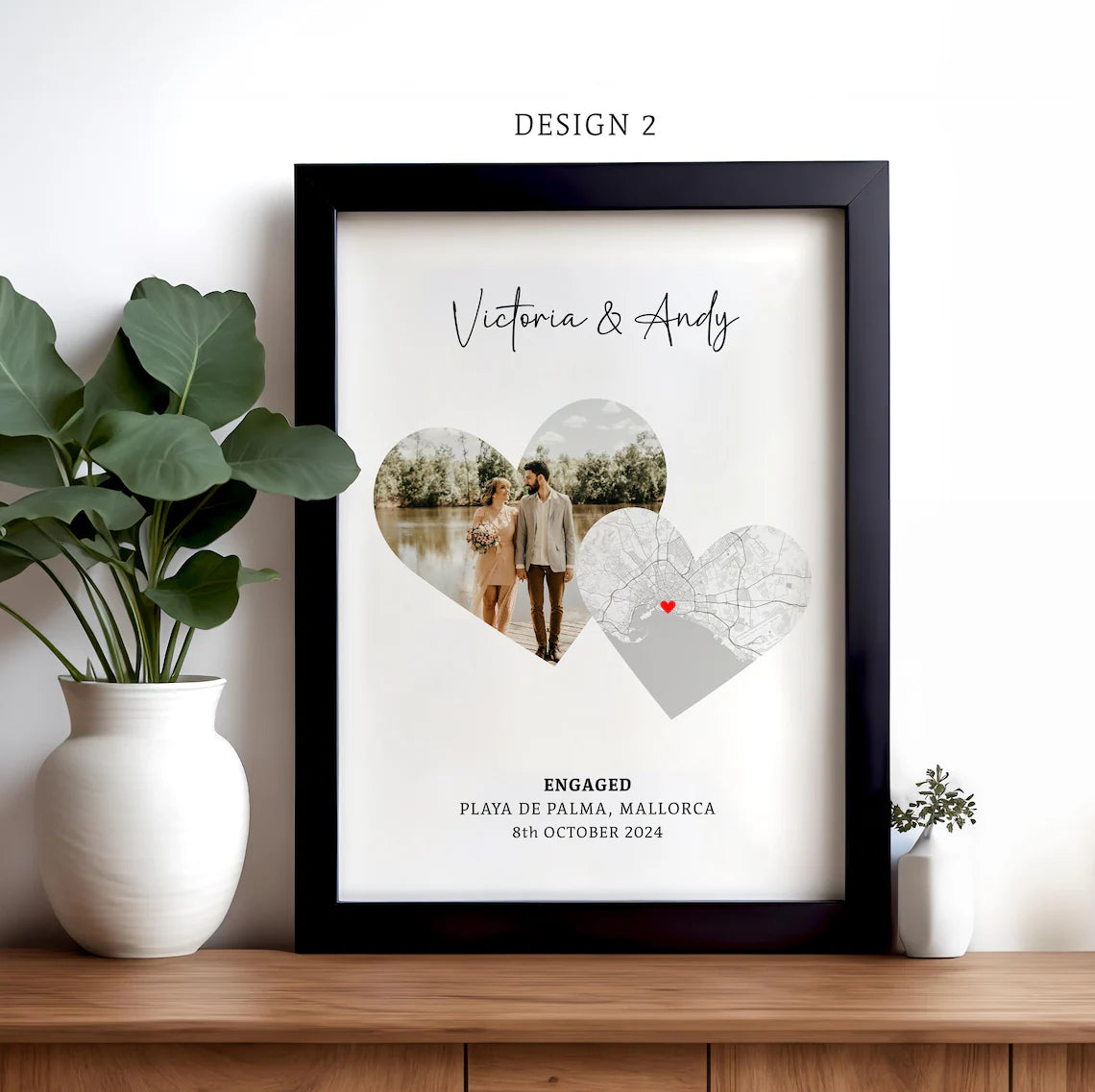 Personalised Engagement Map Print, Custom Engagement Photo Gift, Gift for Engaged Couple, Engagement Keepsake, Gift for Her