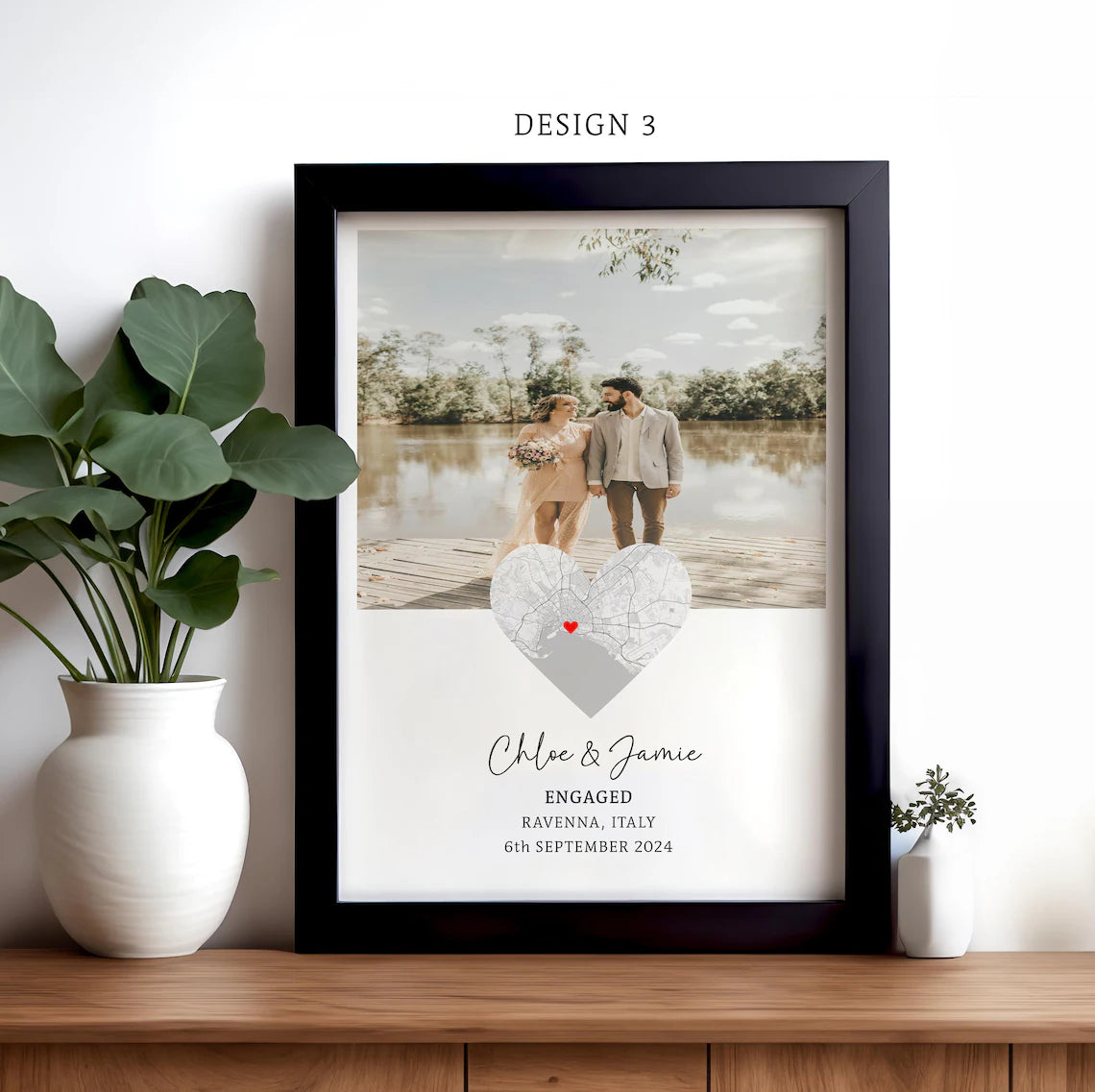 Personalised Engagement Map Print, Custom Engagement Photo Gift, Gift for Engaged Couple, Engagement Keepsake, Gift for Her