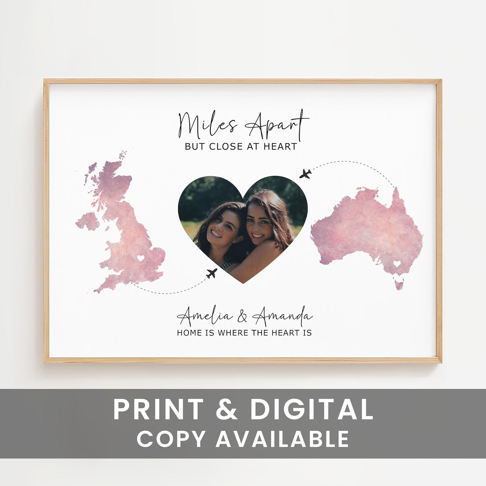 Family and Friends Long Distance Personalised Photo Gift, Moving Country, Going Away Present, Memorable Sentimental Friendship Keepsake Gift - Digital File