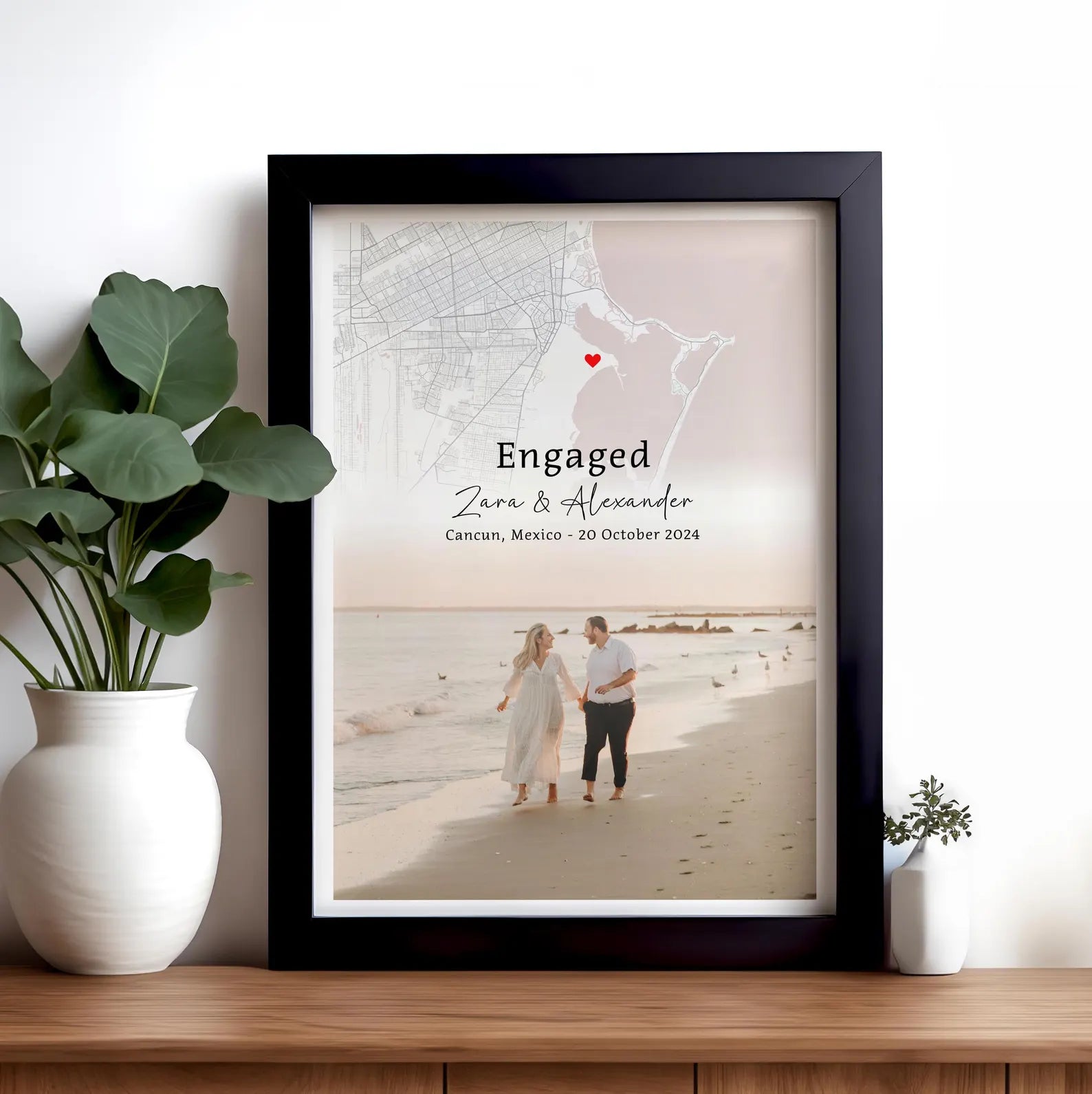 Engagement photo Gift Print, Personalised Engagement Map, Gift For Engaged Couple, Personalised Map Print, Engagement Gift For Her, Engaged