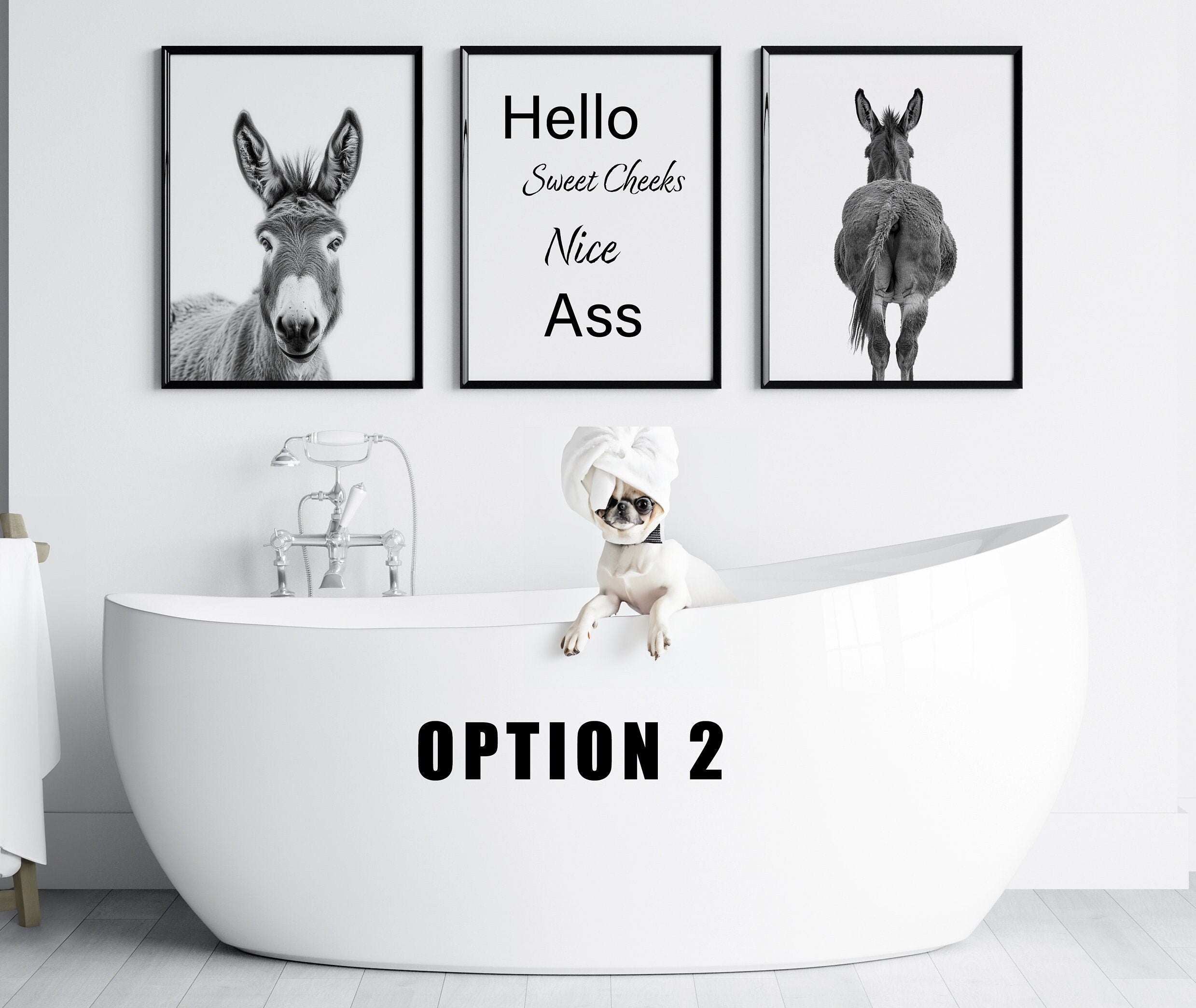 Nice Ass Set Of 3 Funny Bathroom Decor Digital Downloads, Funny Donkey Toilet Gift, New Home Gift, Funny Wall Art Printable - Digital File