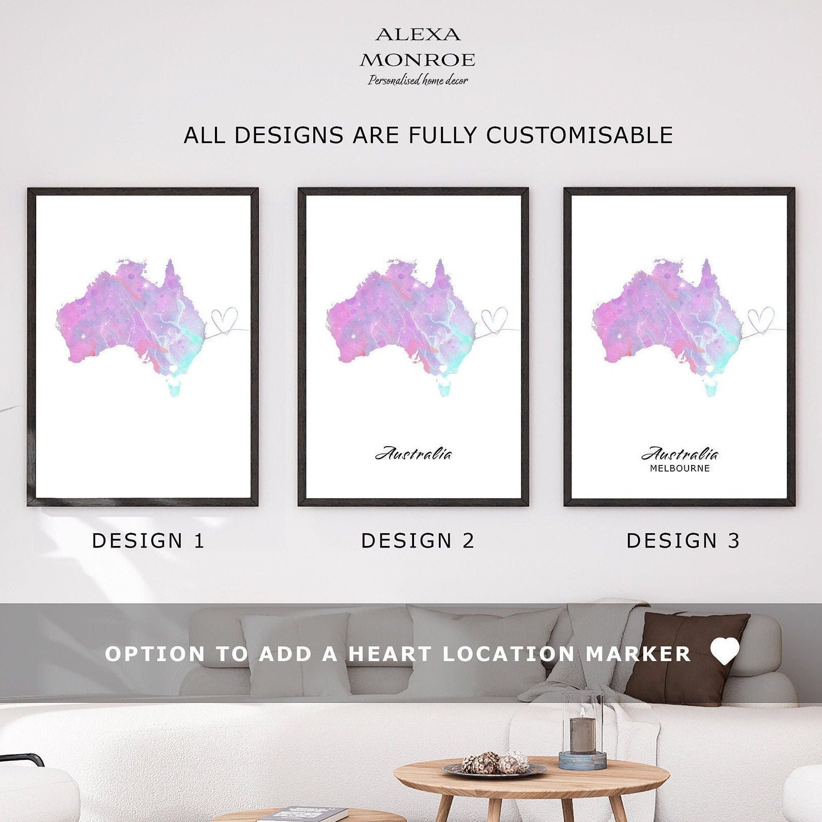 Custom Watercolour Map Prints - Set of 2 Any Two Countries, Personalised Map Wall Art, New Home Gift, Fathers Day Gift