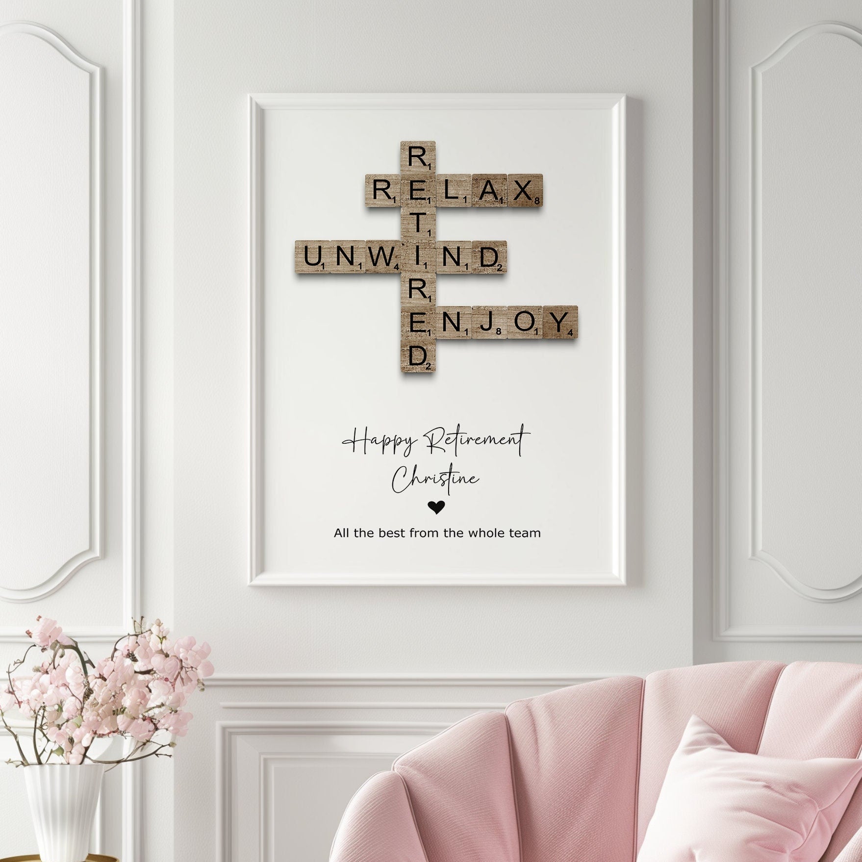 Custom Scrabble Print, Personalized Letter Tile Family Wall Art, Retirement Gift, Family Gift, Mum Dad Gran Gift, Birthday Gift