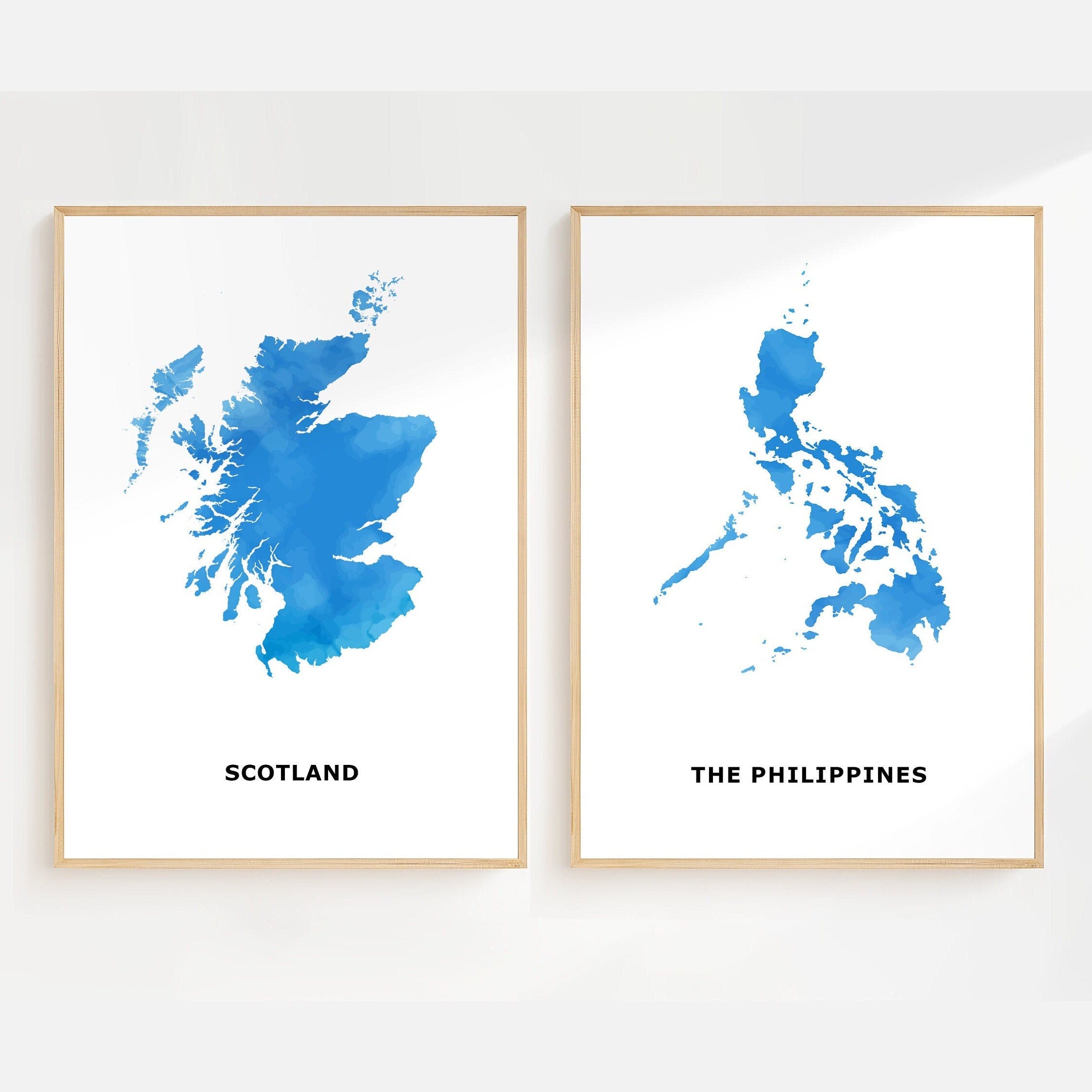 Personalized Maps - Custom Map Print, Set of 2 Any Two Countries, Home Decor Wall Art, New Home Country Gift, Fathers Day Gift - Digital File