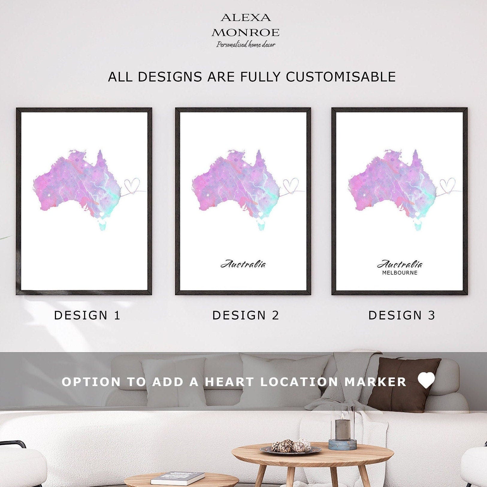 Set of 2 Personalised Maps - Any Two Countries, Custom Map Art, New Home Gift, Digital Map Print, County Map Wall Art - Digital File