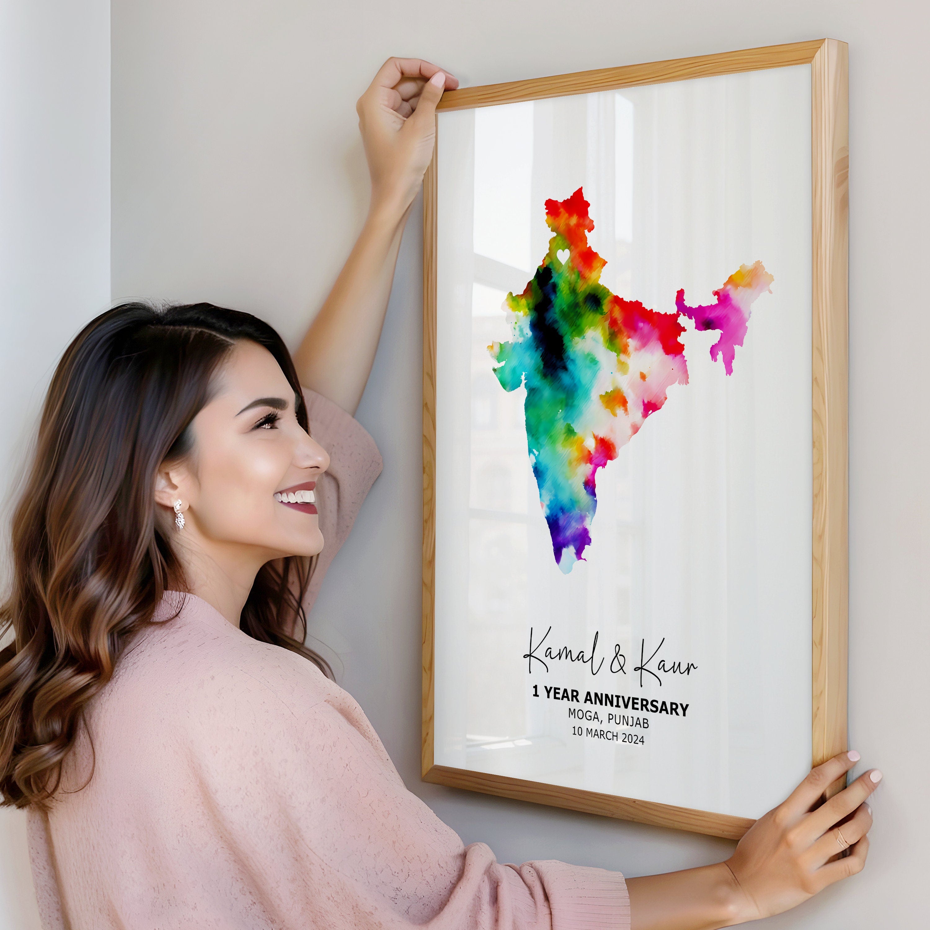 Anniversary Map Print, Anniversary Gift For Wife, Gift For Couple, Gift For Husband, 1 Year Anniversary Gift , Custom Map Print