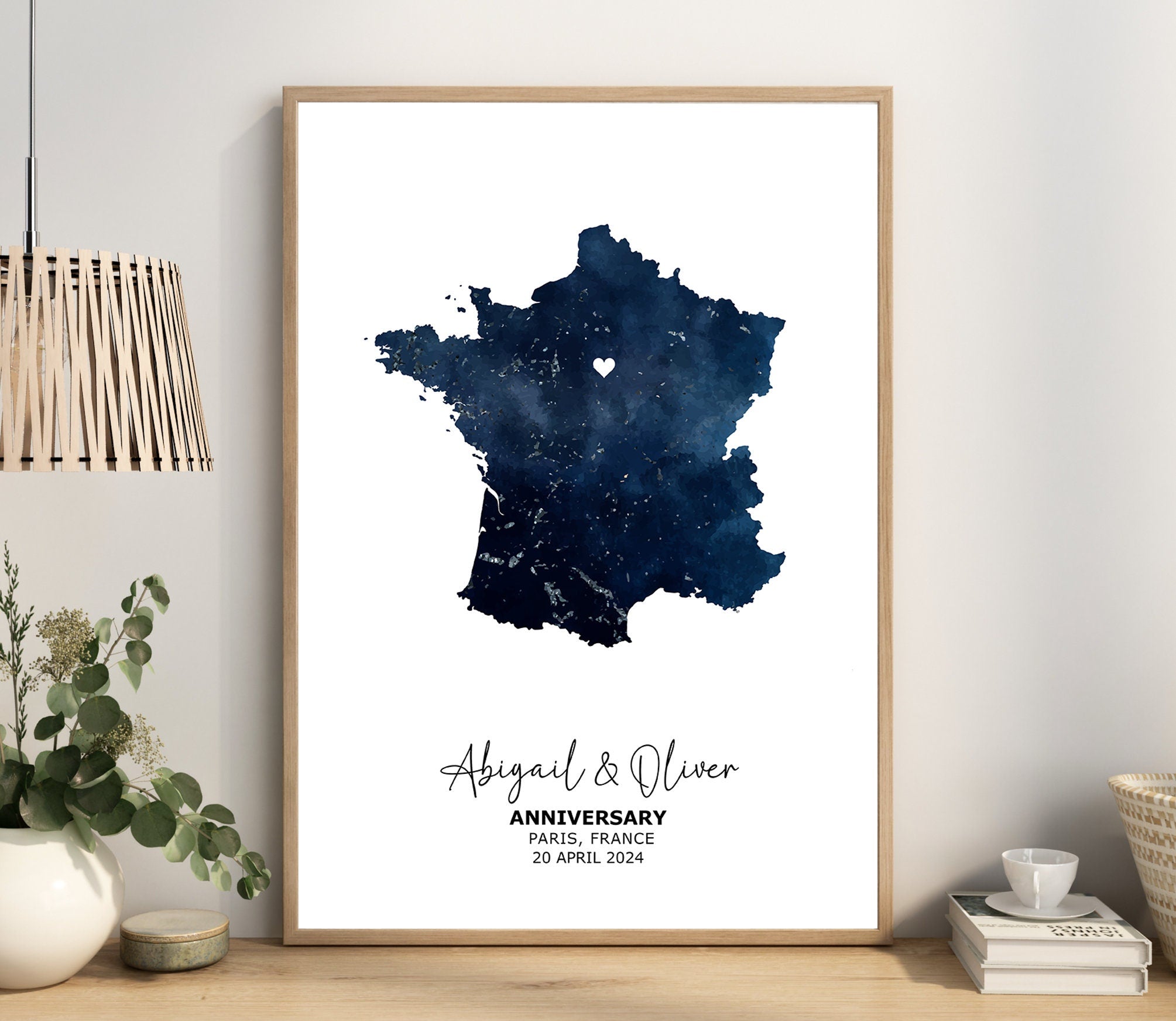 Anniversary Map Print, Anniversary Gift For Wife, Gift For Couple, Gift For Husband, 1 Year Anniversary Gift , Custom Map Print