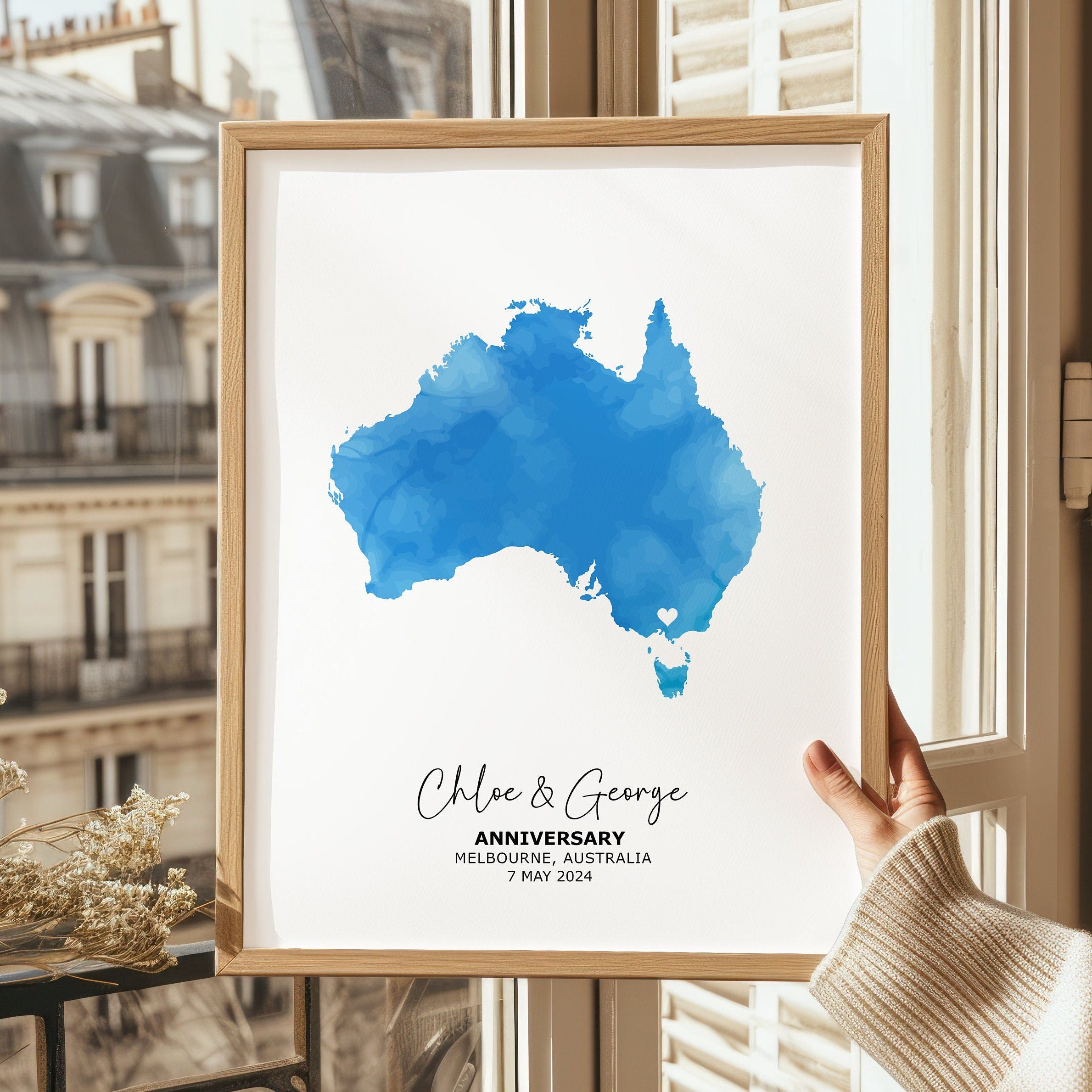 Anniversary Map Print, Anniversary Gift For Wife, Gift For Couple, Gift For Husband, 1 Year Anniversary Gift , Custom Map Print
