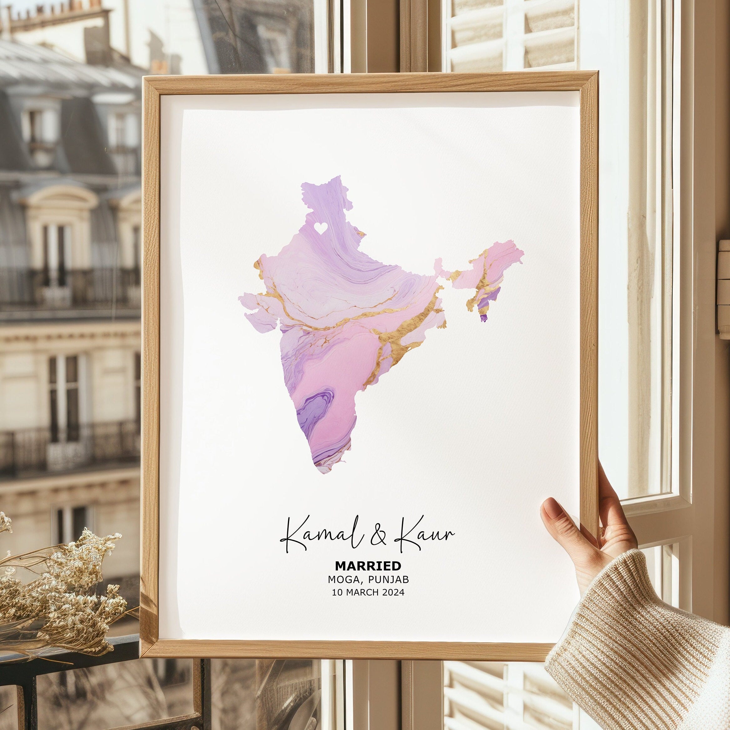 Wedding Map Print, Wedding Gift For Bride, Personalised Map Print, Gift For Couple, Gift For Husband, Wedding Map Print
