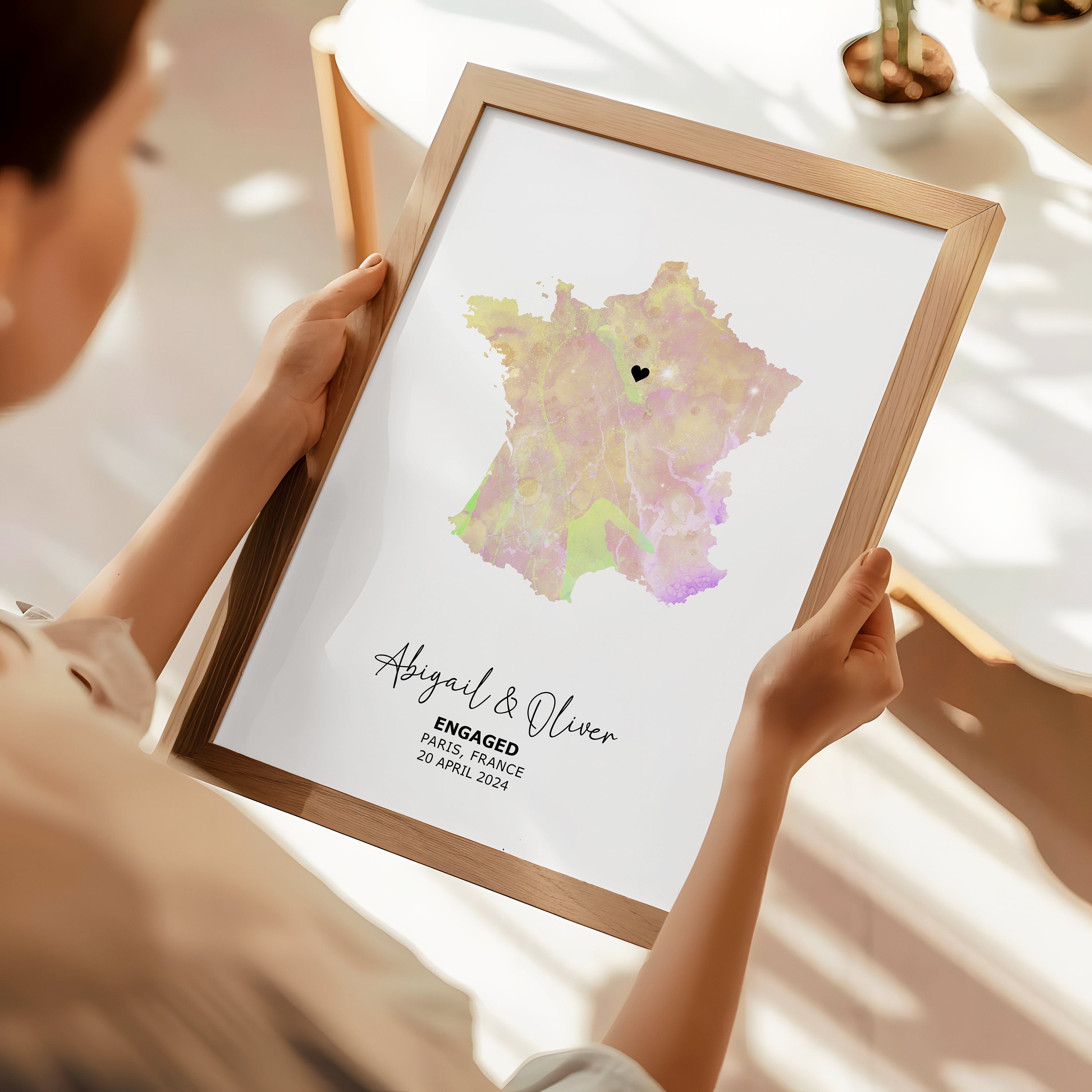 Engagement Print, Engagement Gift, Gift For Engaged Couple, Personalised Map Print, Engagement Gift For Her, Engagement Gifts
