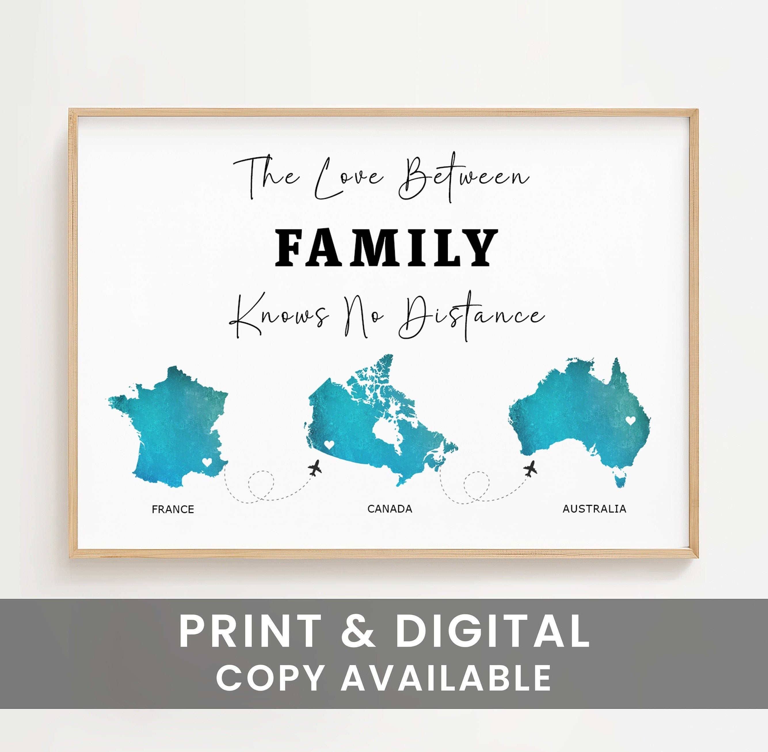 Personalised Family Gift, Long Distance Gift, Custom Family Map Print, Moving Away Gift, Going Away Gift For Friend, Love Between Family