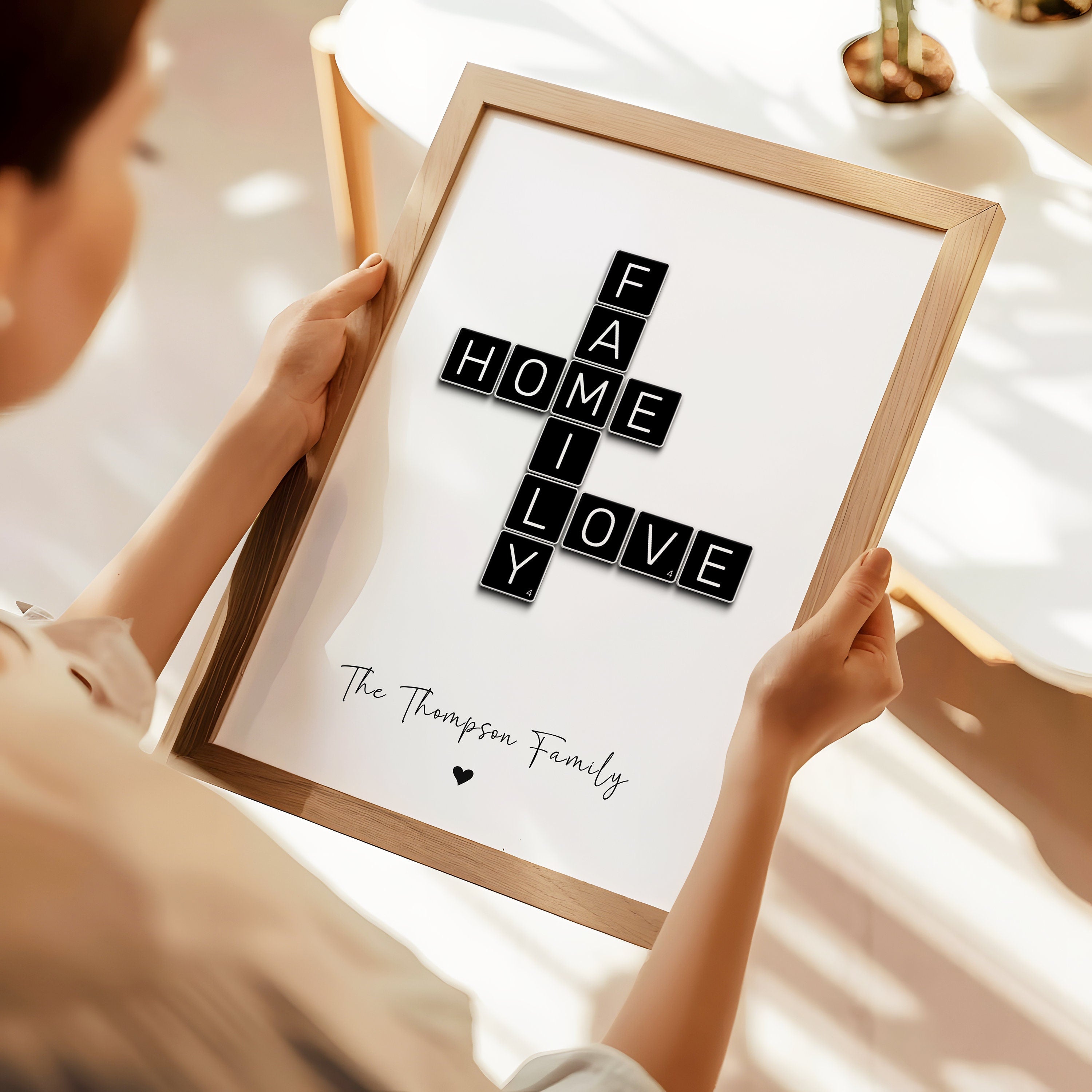 Custom Scrabble Print, Personalized Family Wall Art, Personalised Family Gift, Retirement Gift, Mum Dad Gran Gift, Birthday Gift