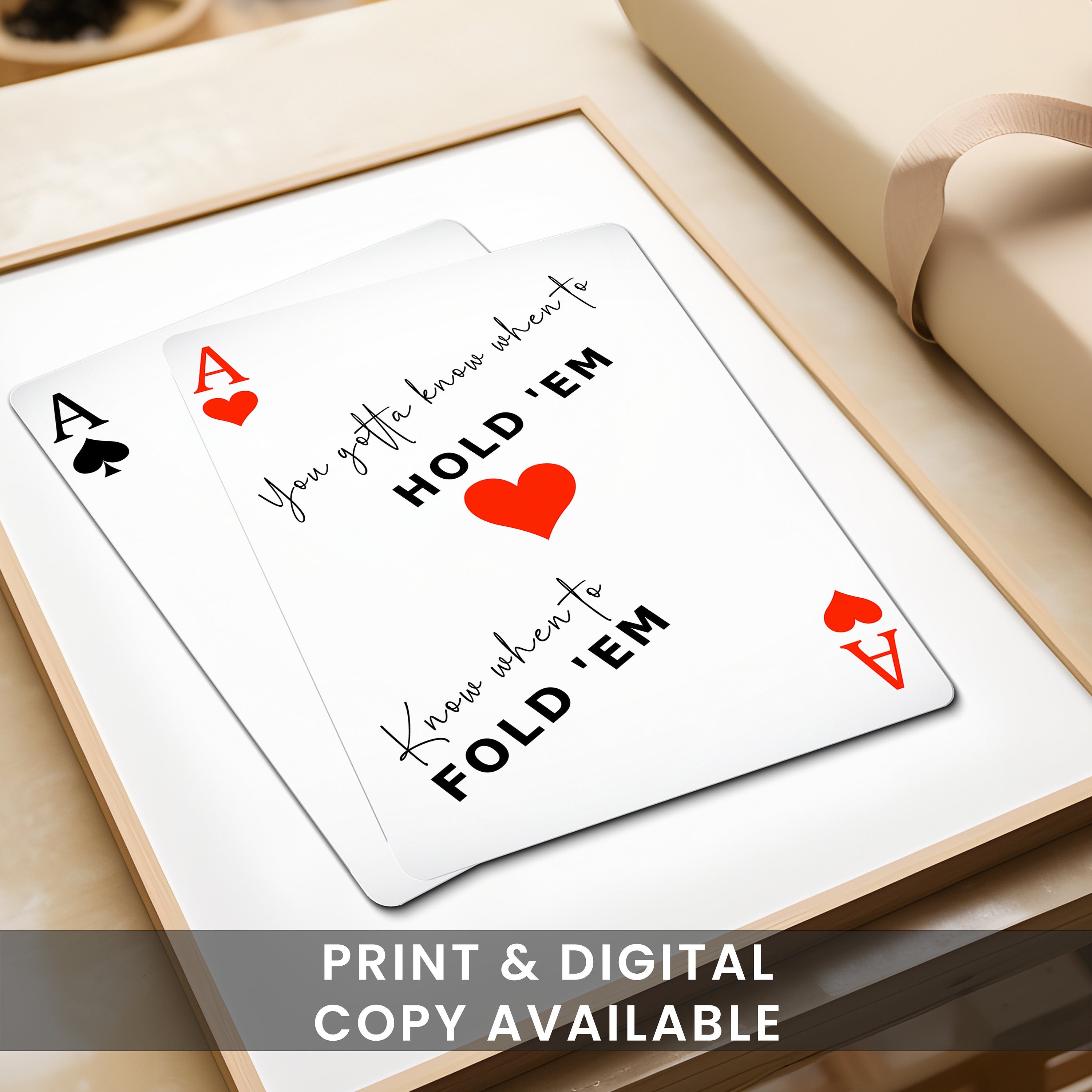 Pocket Aces, Playing Cards Poster, Quote Print, Wall Art, Gift For Friend, Trendy Bar Kitchen Aesthetic Wall Decor
