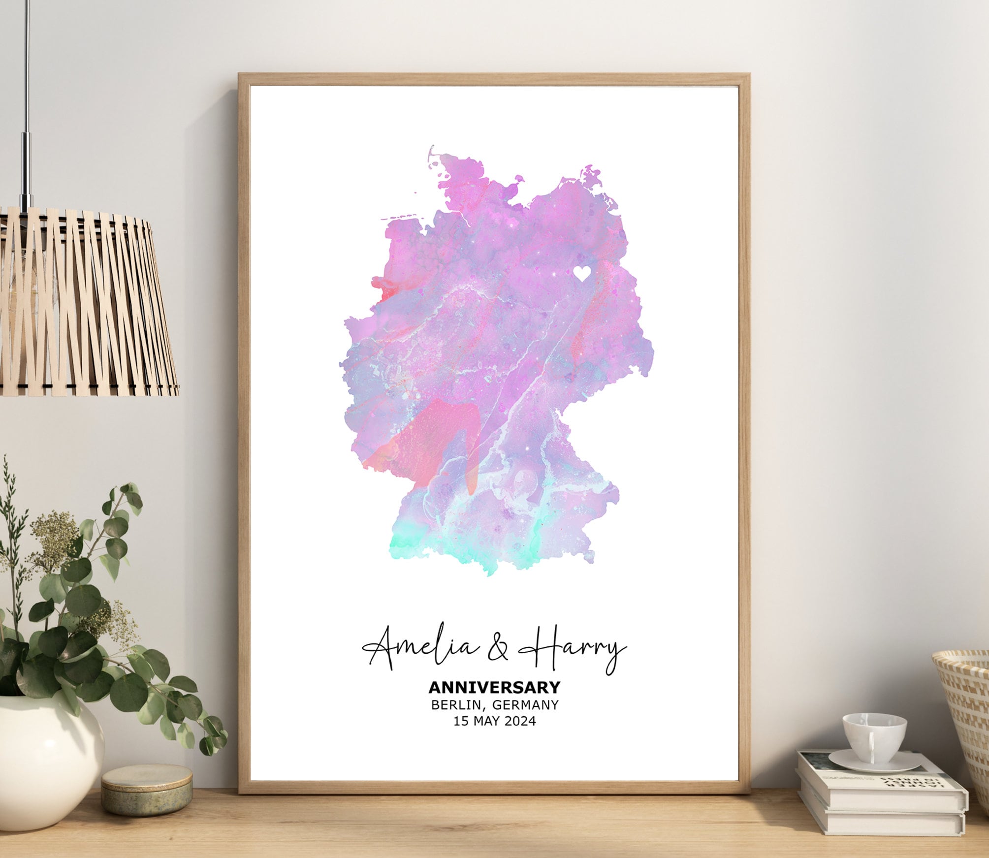 Anniversary Gift For Couple, Personalised Map Print, Gift For Wife, Gift For Husband, 1 Year Anniversary Gift , Custom Map Print