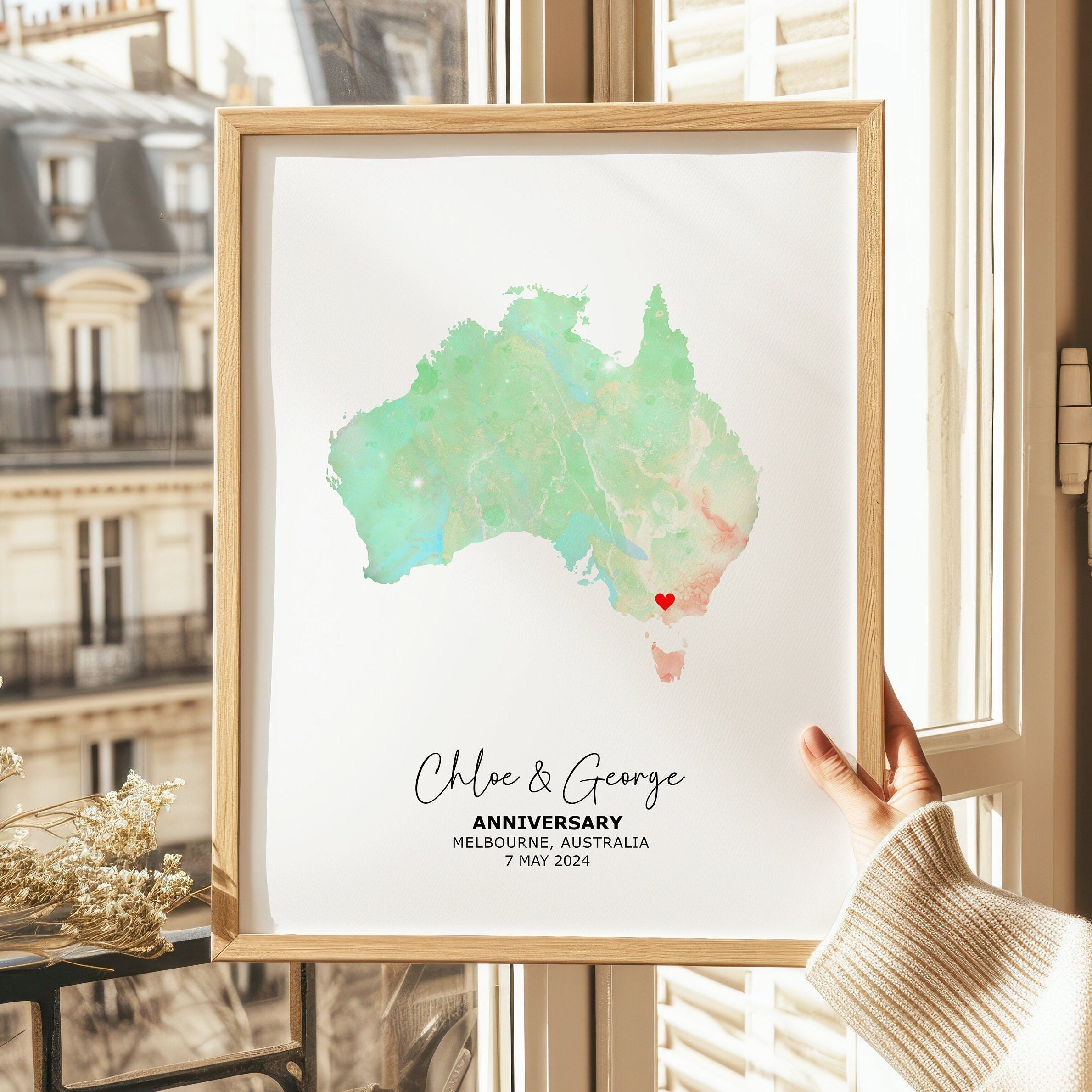 Anniversary Gift For Couple, Personalised Map Print, Gift For Wife, Gift For Husband, 1 Year Anniversary Gift , Custom Map Print