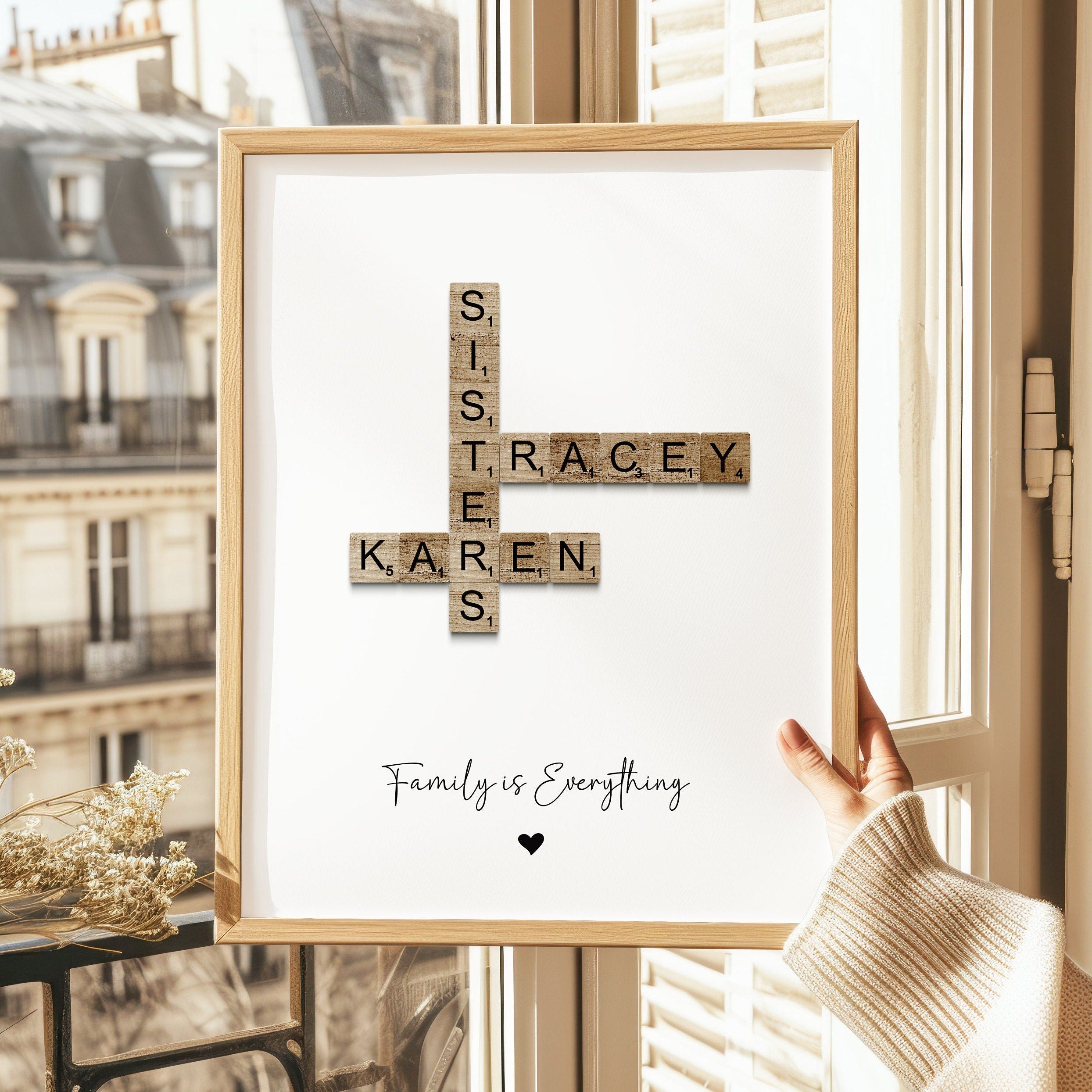 Custom Scrabble Print, Personalized Letter Tile Family Wall Art, Retirement Gift, Family Gift, Mum Dad Gran Gift, Birthday Gift