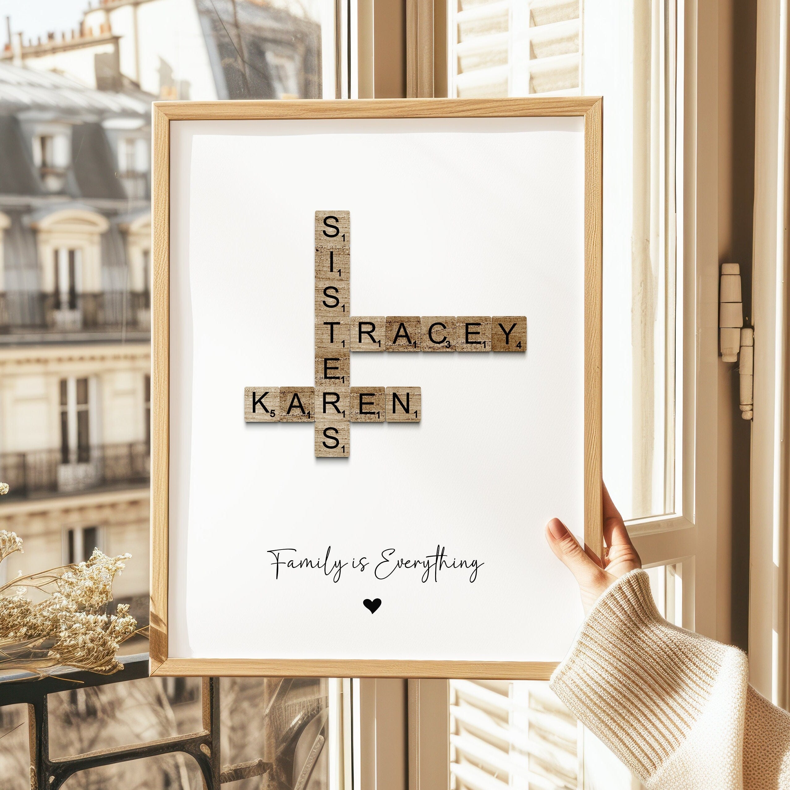 Personalised Scrabble Print, Personalized Letter Tile Family Wall Art, Retirement Gift, Family Gift, Mum Dad Gran Gift, Birthday Gift - Digital File