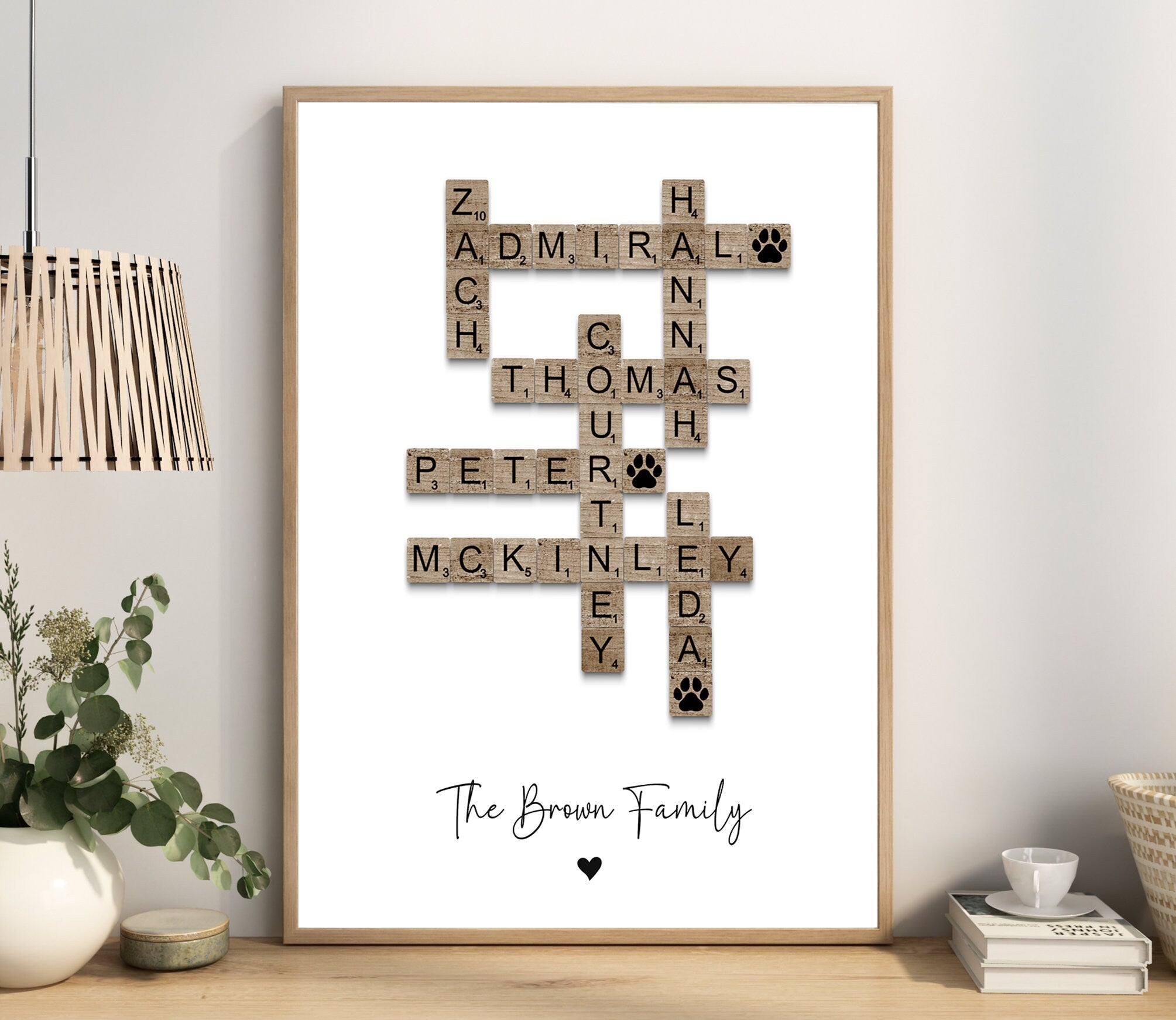 Personalised Scrabble Print, Personalized Letter Tile Family Wall Art, Retirement Gift, Family Gift, Mum Dad Gran Gift, Birthday Gift - Digital File