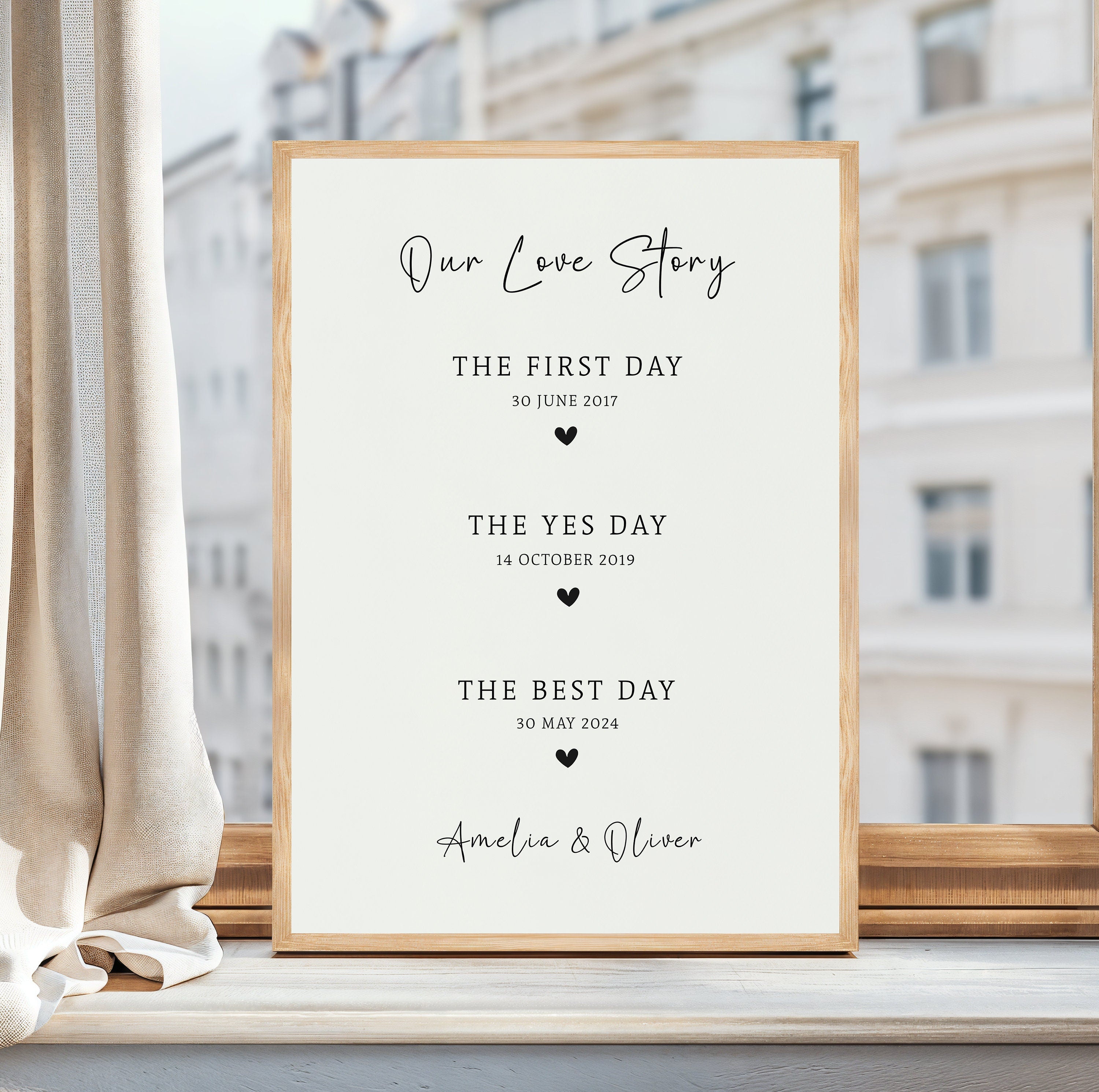 Anniversary Gift, Gift For Couple, The First Yes, The Best Day Personalised Print, Custom Anniversary Print, 1 year Anniversary