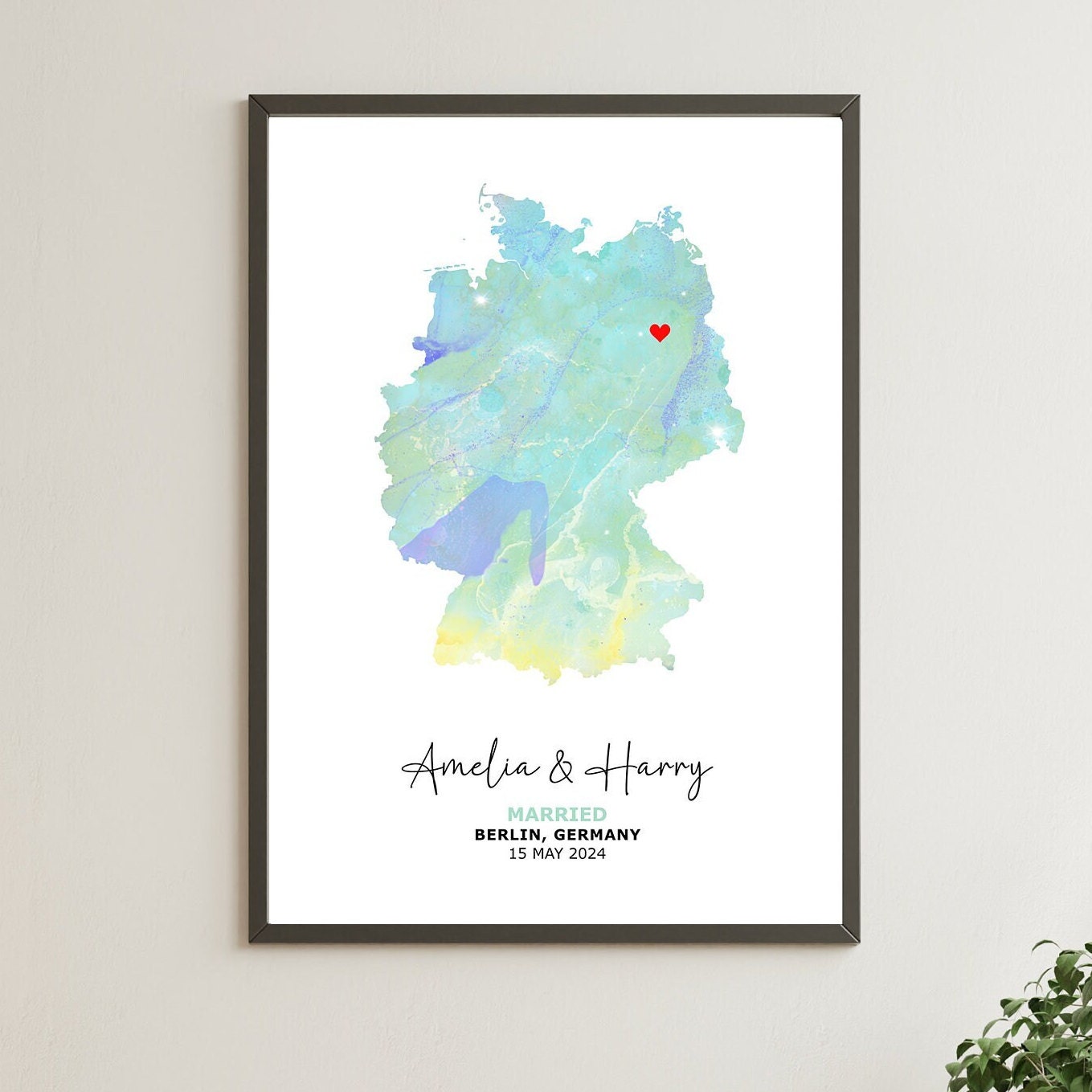 Personalised Wedding Gift, Wedding Map Print, Any Country, Wedding Gift For Couple, Gift For Bride, Gift For Groom, Custom Map Print