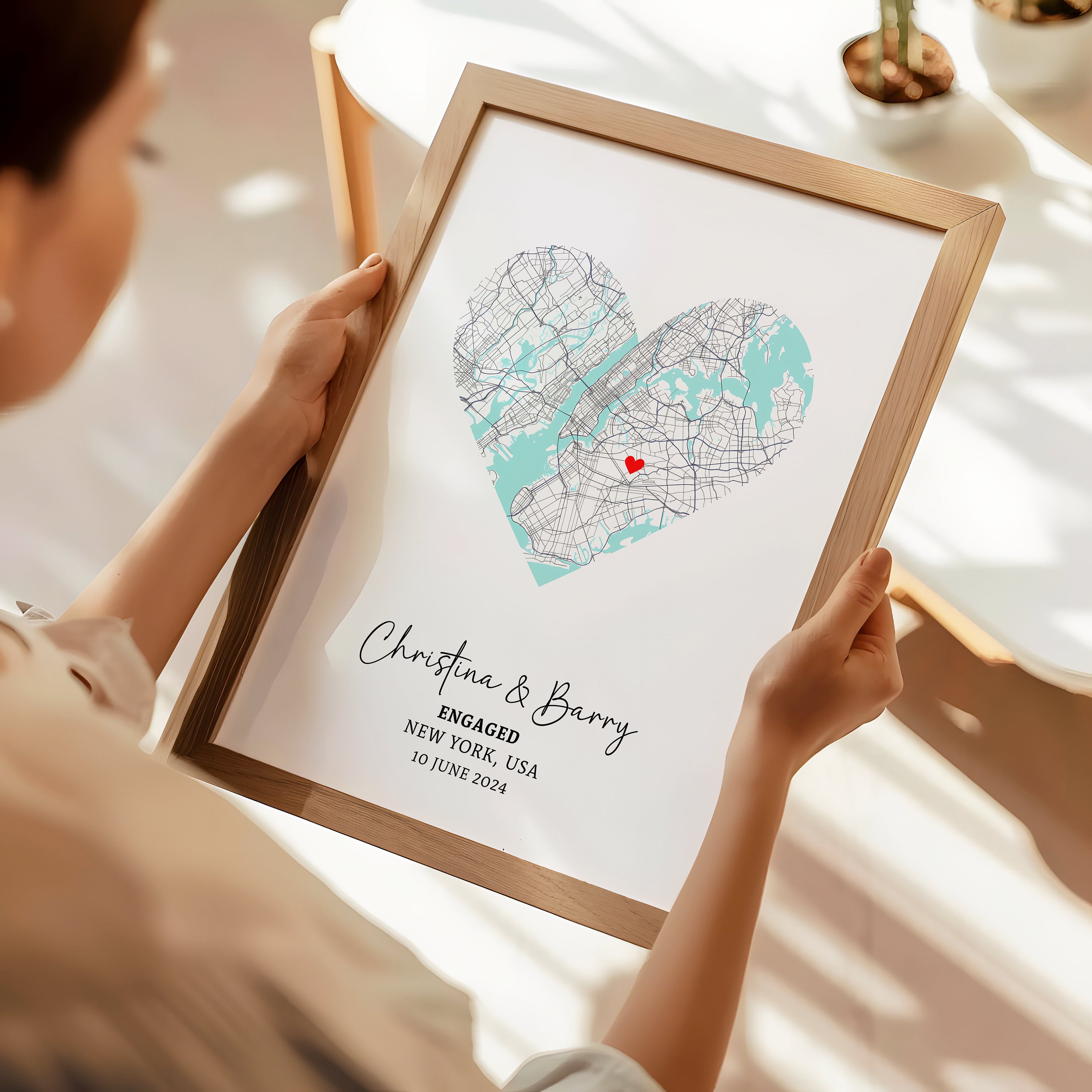 Personalised Engagement Print, Engagement Gift, Gift For Engaged Couple, Custom Map Print, Engagement Gift For Her, Engagement Gifts - Digital Fille