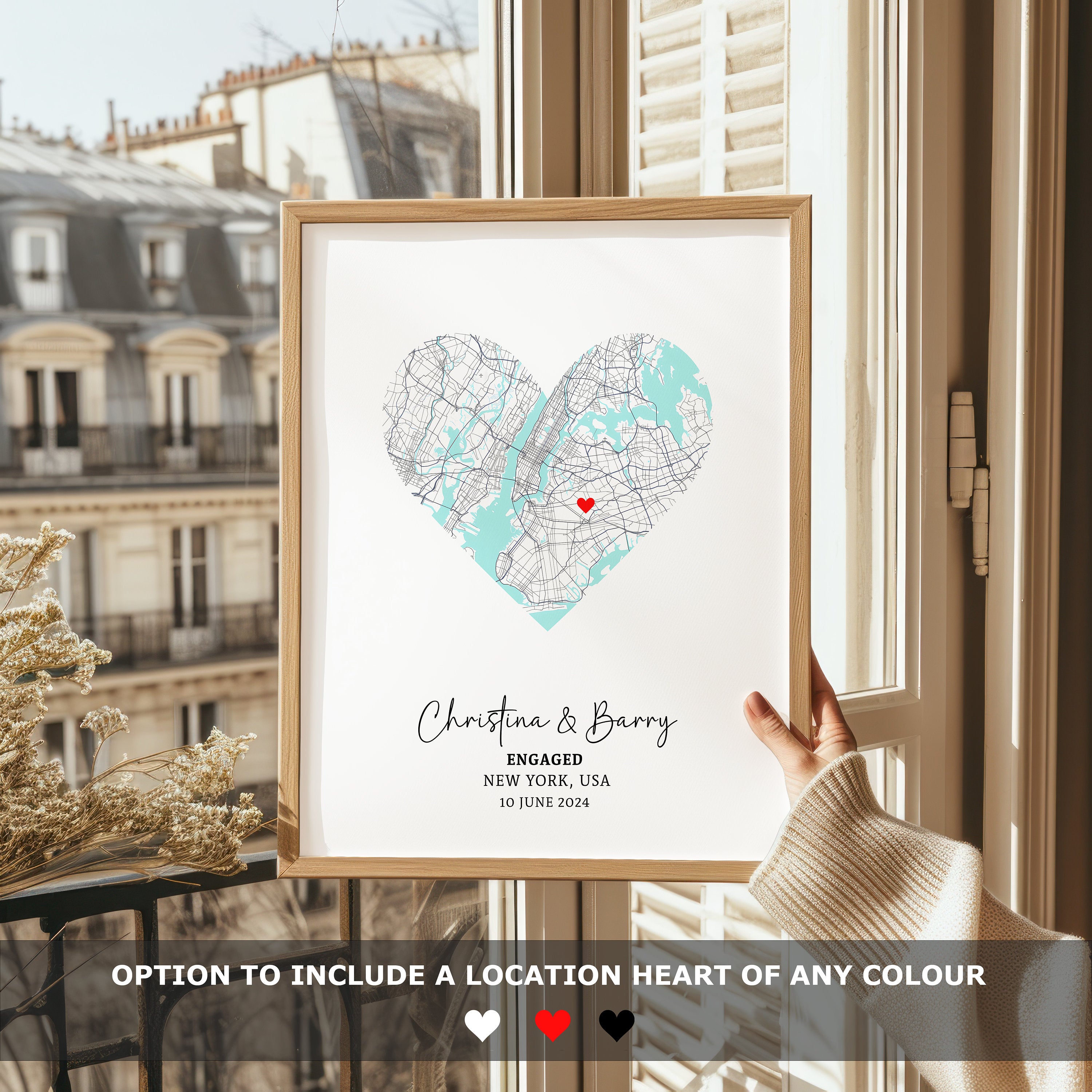 Personalised Engagement Print, Engagement Gift, Gift For Engaged Couple, Custom Map Print, Engagement Gift For Her, Engagement Gifts - Digital Fille