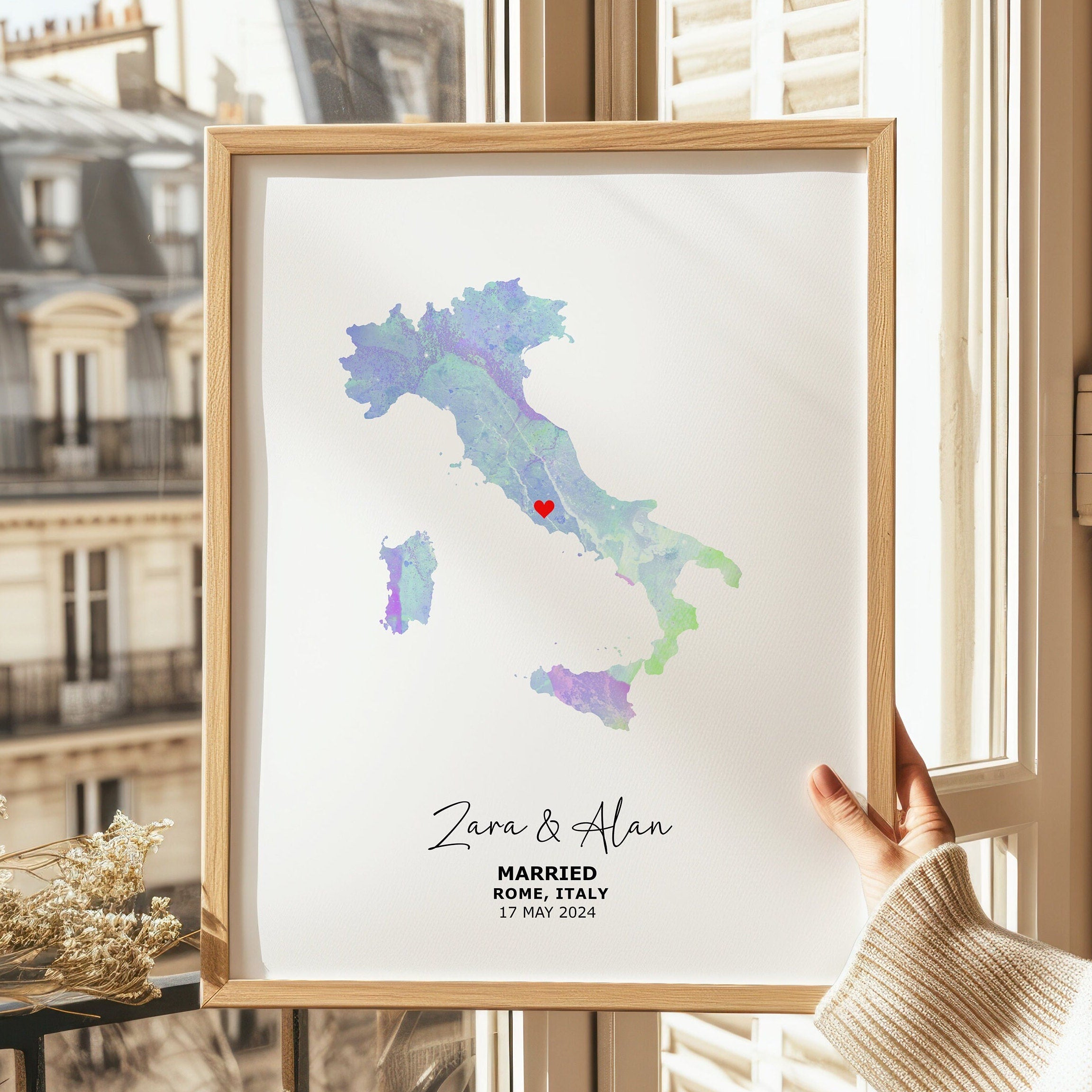 Personalised Wedding Gift, Wedding Map Print, Any Country, Wedding Gift For Couple, Gift For Bride, Gift For Groom, Custom Map Print
