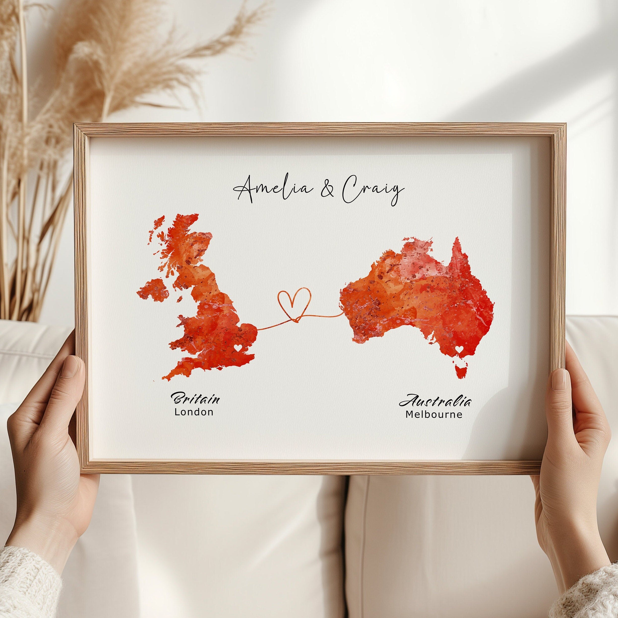 Customised Map Print Personalized Wall Art Poster, Unique Gift Idea, Map Print, Country to Country