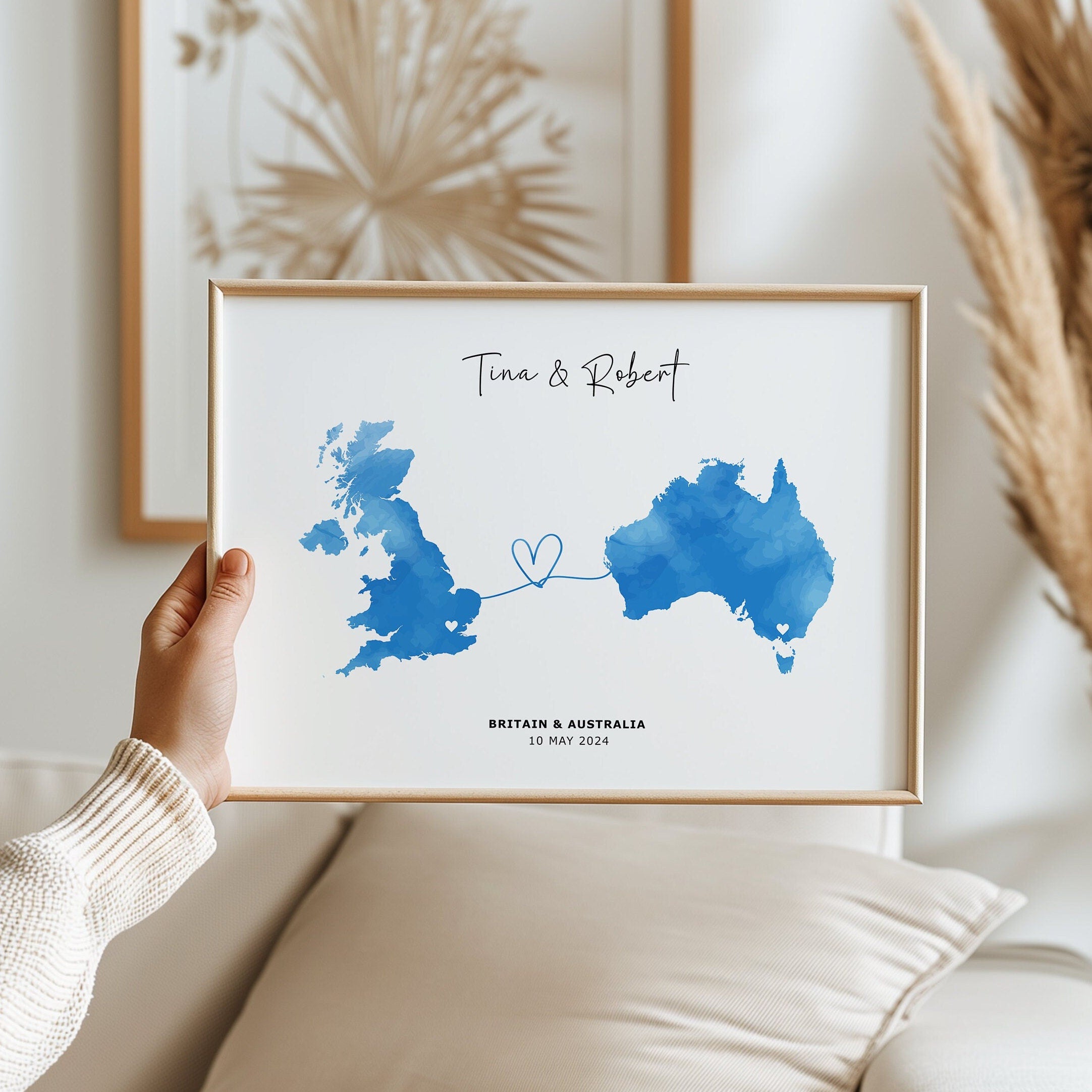 Customised Map Print Personalized Wall Art Poster, Unique Gift Idea, Map Print, Country to Country