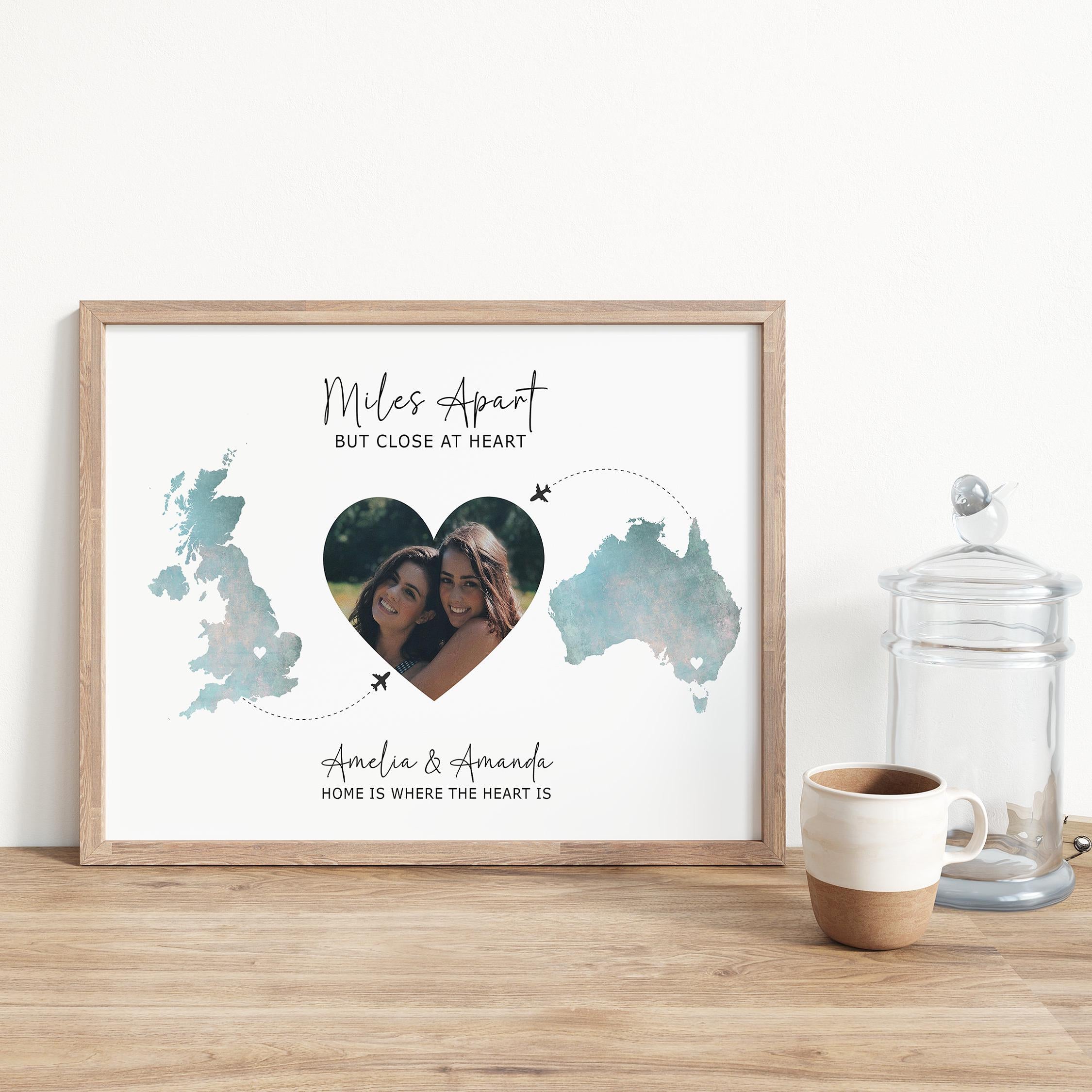 Family and Friends Long Distance Personalised Photo Gift, Moving Country, Going Away Present, Memorable Sentimental Friendship Keepsake Gift