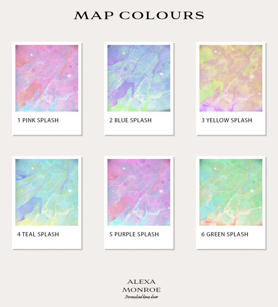 Custom watercolour Map Print - Any Country, Wall Art Map Print, Custom Map Poster, New Home Gift, Fathers Day Gift, Moving Country Gift