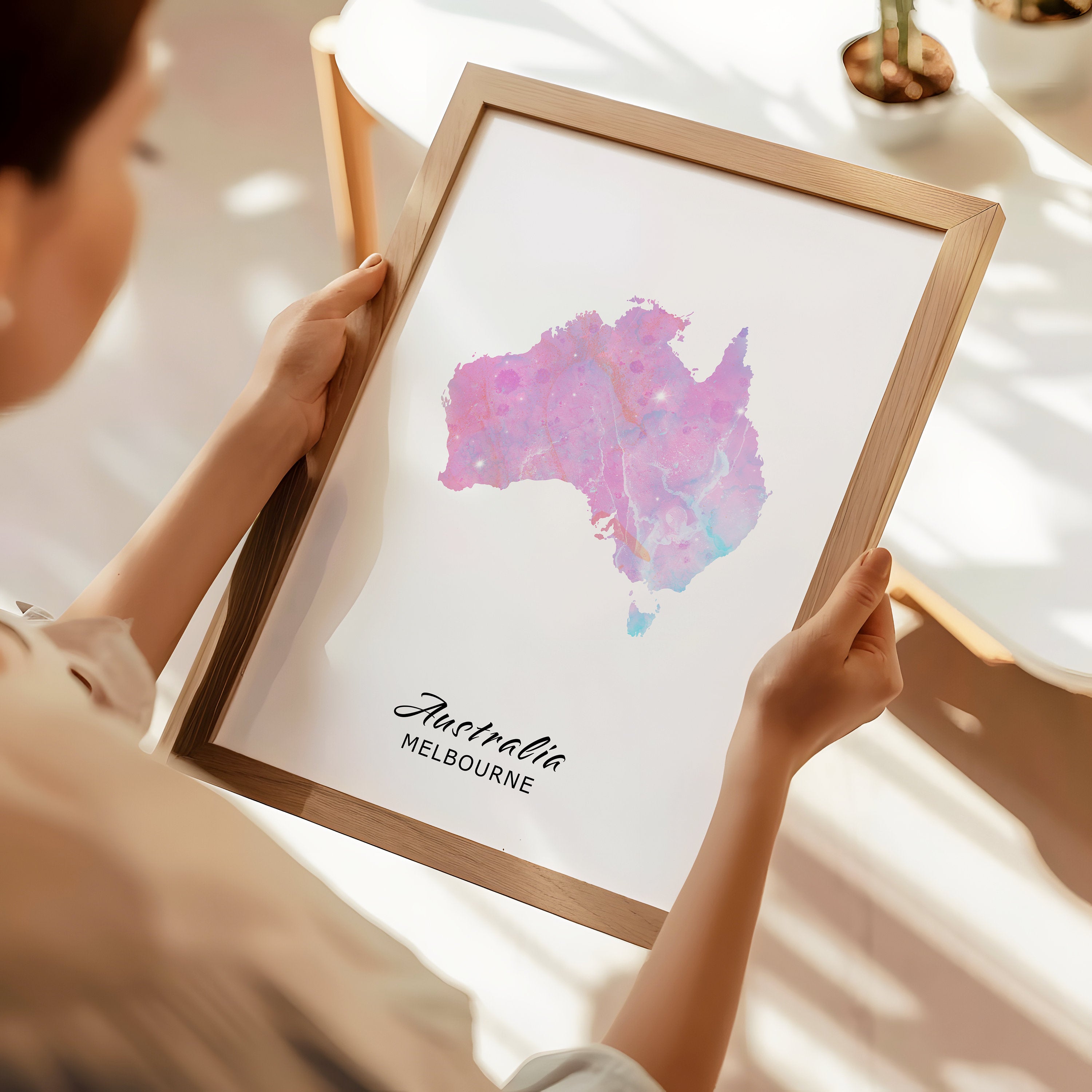 Minimalist Watercolour Map Print, Modern Wall Art, Office Decor, Traveler Gift, Home Decor, Map Poster - Digital File