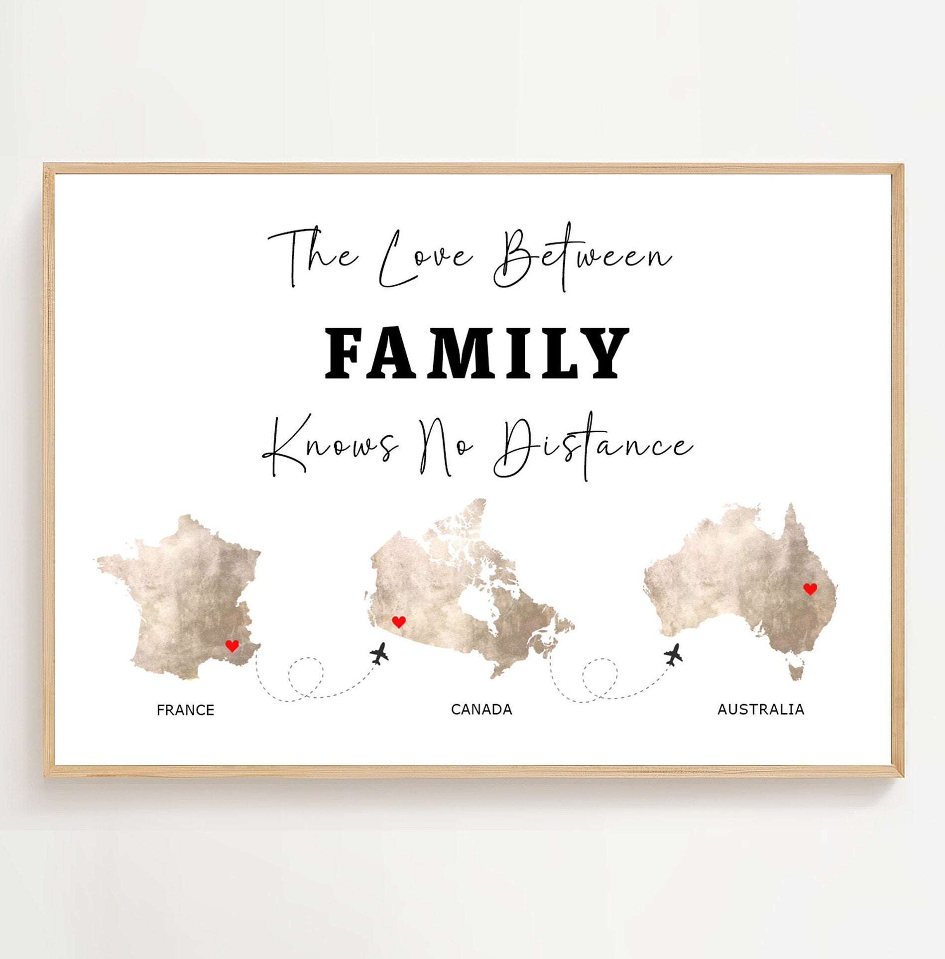 Personalised Family Gift, Long Distance Gift, Custom Family Map Print, Moving Away Gift, Going Away Gift For Friend, Love Between Family