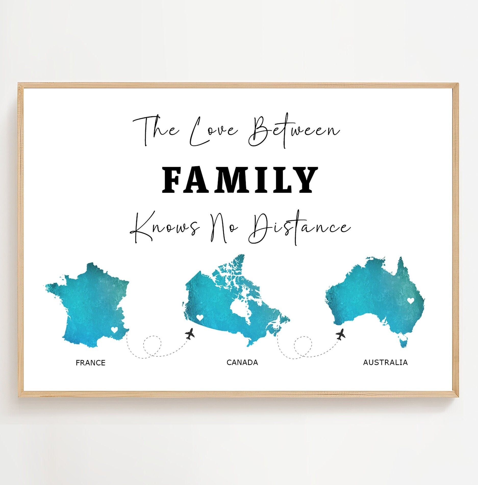 Personalised Family Gift, Long Distance Gift, Custom Family Map Print, Moving Away Gift, Going Away Gift For Friend, Love Between Family